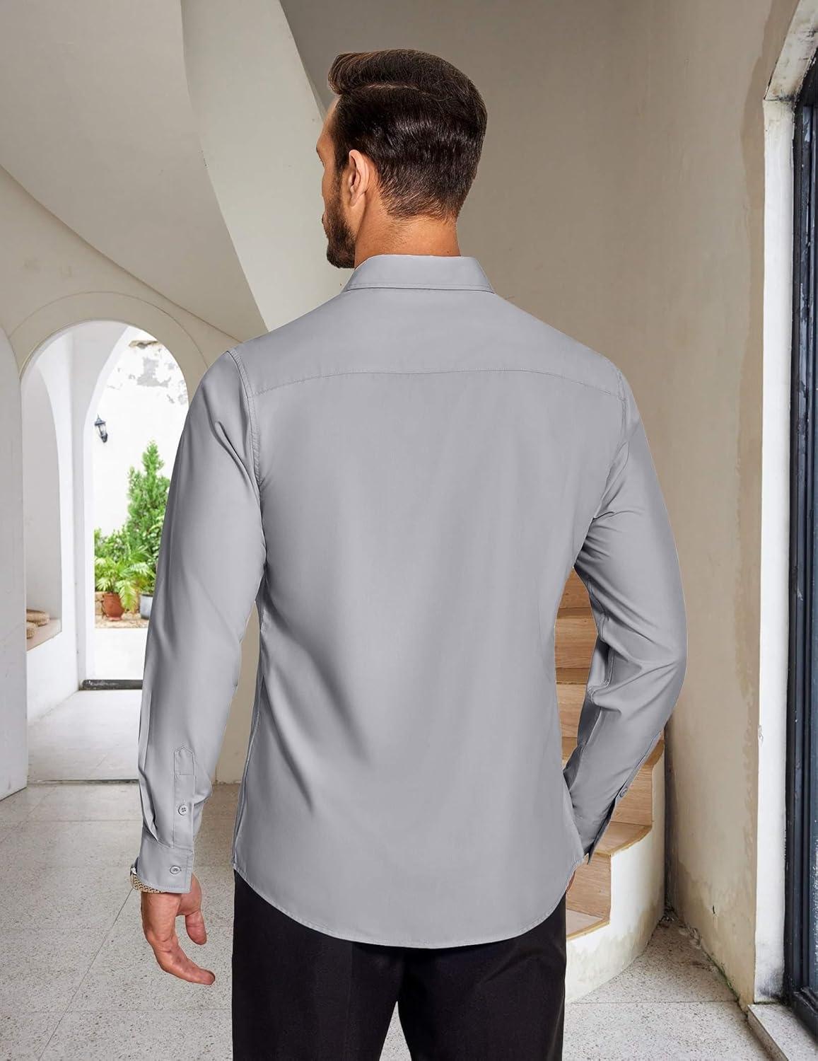 imageCOOFANDY Mens Rose Shiny Shirt Luxury Flowered Printed Button Down ShirtLight Grey