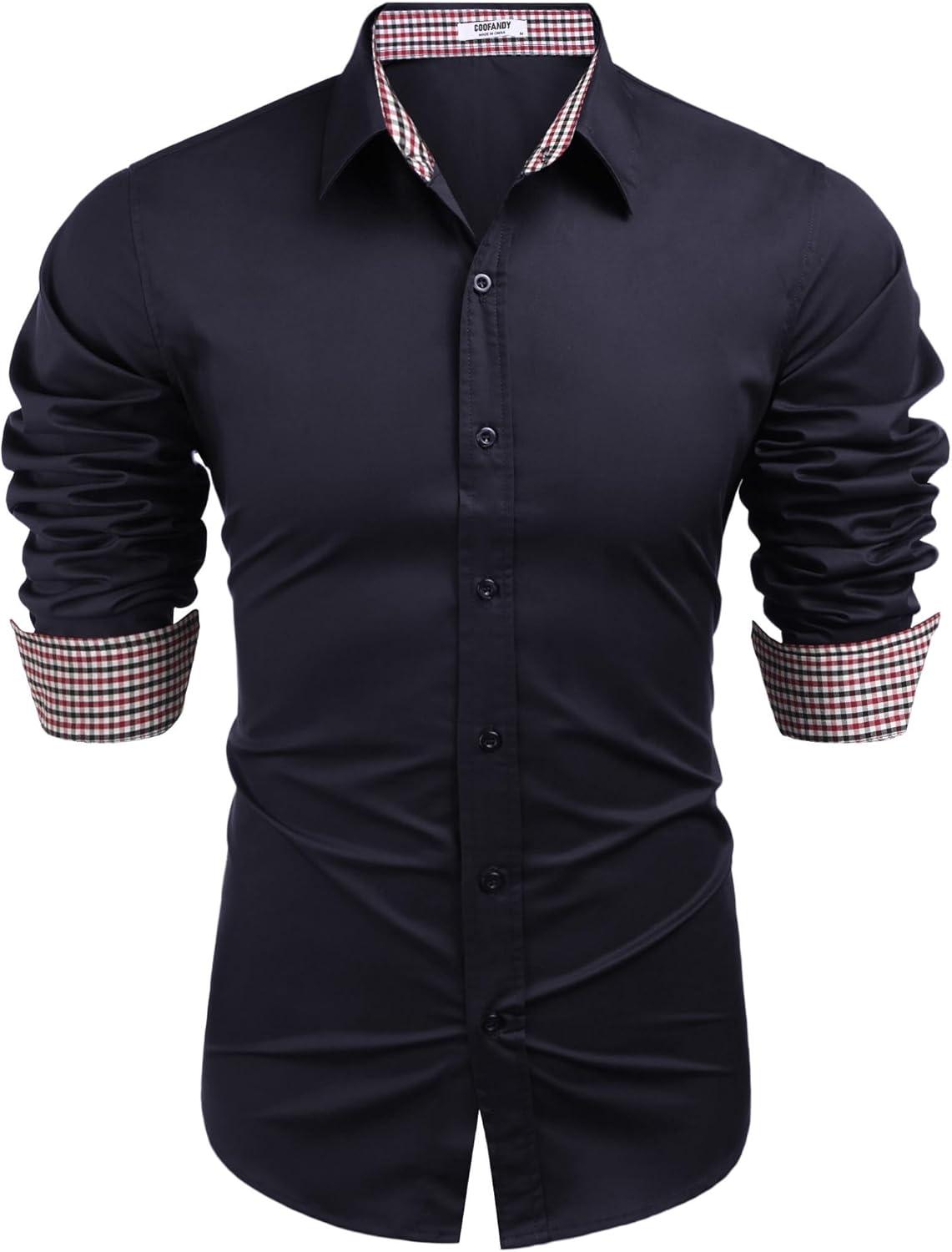 imageCOOFANDY Mens Rose Shiny Shirt Luxury Flowered Printed Button Down ShirtNavy Blue Solid 2