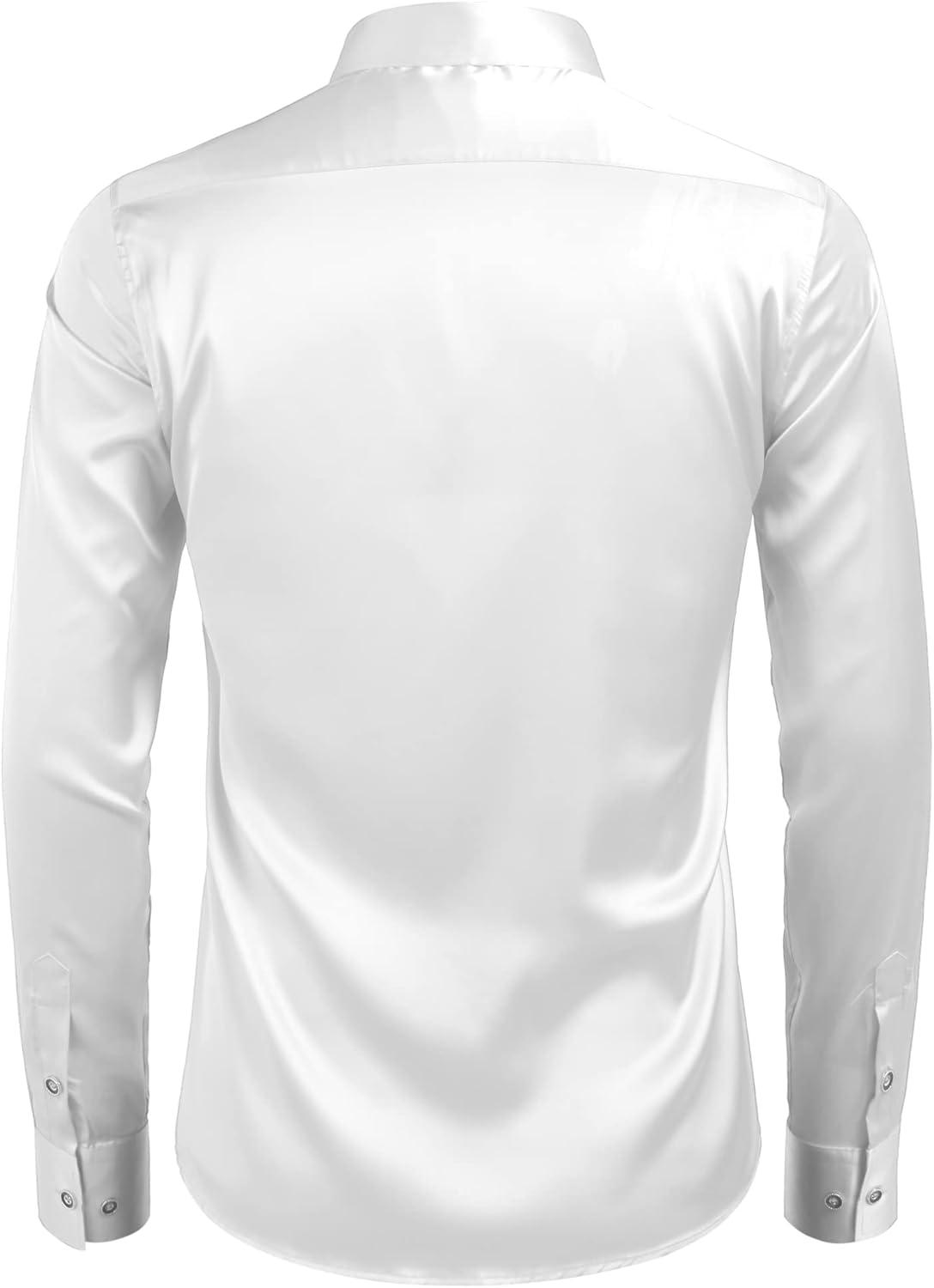 imageCOOFANDY Mens Rose Shiny Shirt Luxury Flowered Printed Button Down ShirtPwhite