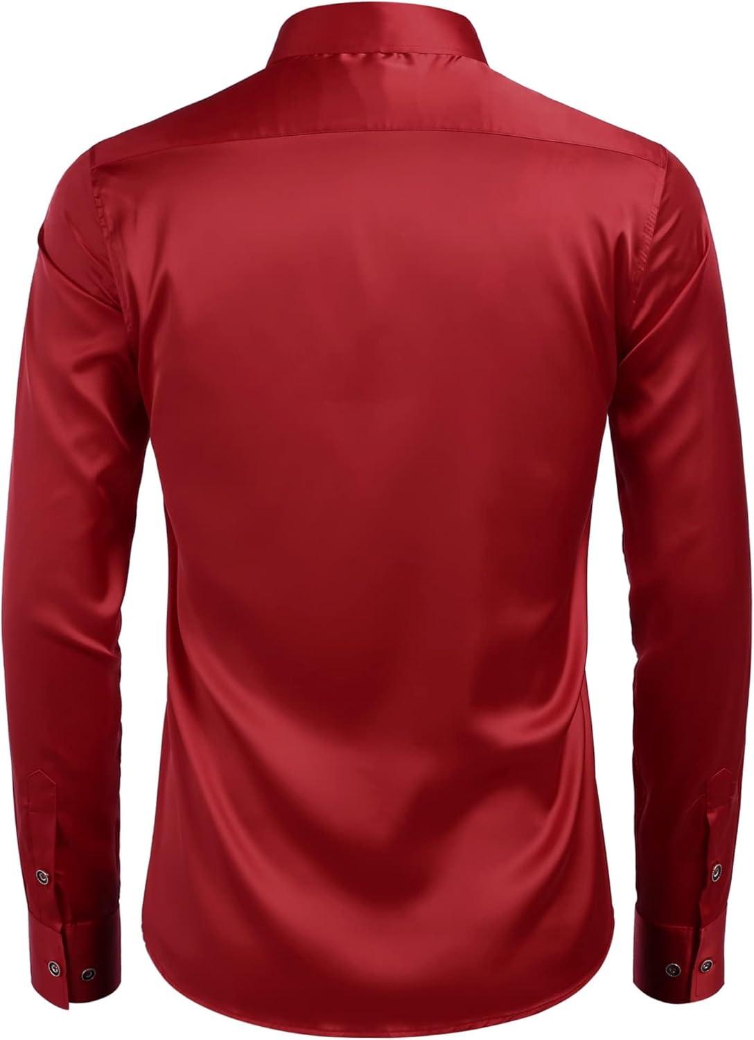 imageCOOFANDY Mens Rose Shiny Shirt Luxury Flowered Printed Button Down ShirtPwine Red