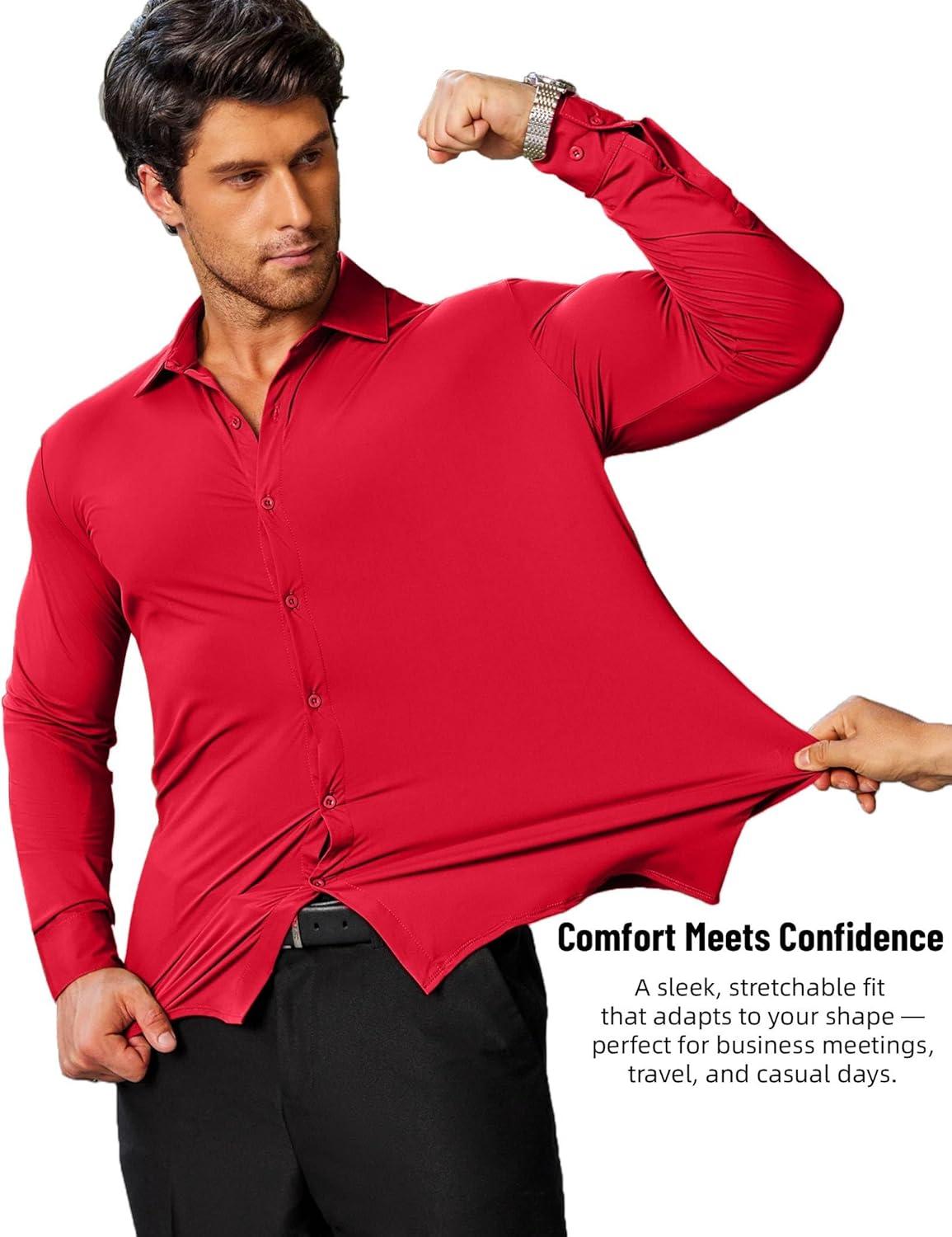 imageCOOFANDY Mens Rose Shiny Shirt Luxury Flowered Printed Button Down ShirtRed