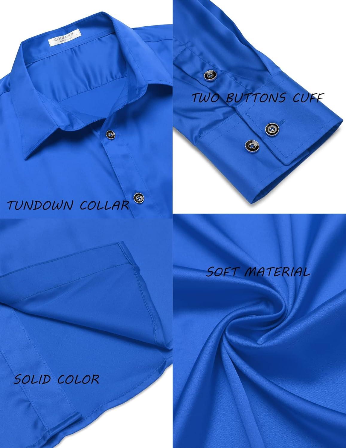 imageCOOFANDY Mens Rose Shiny Shirt Luxury Flowered Printed Button Down ShirtSapphire