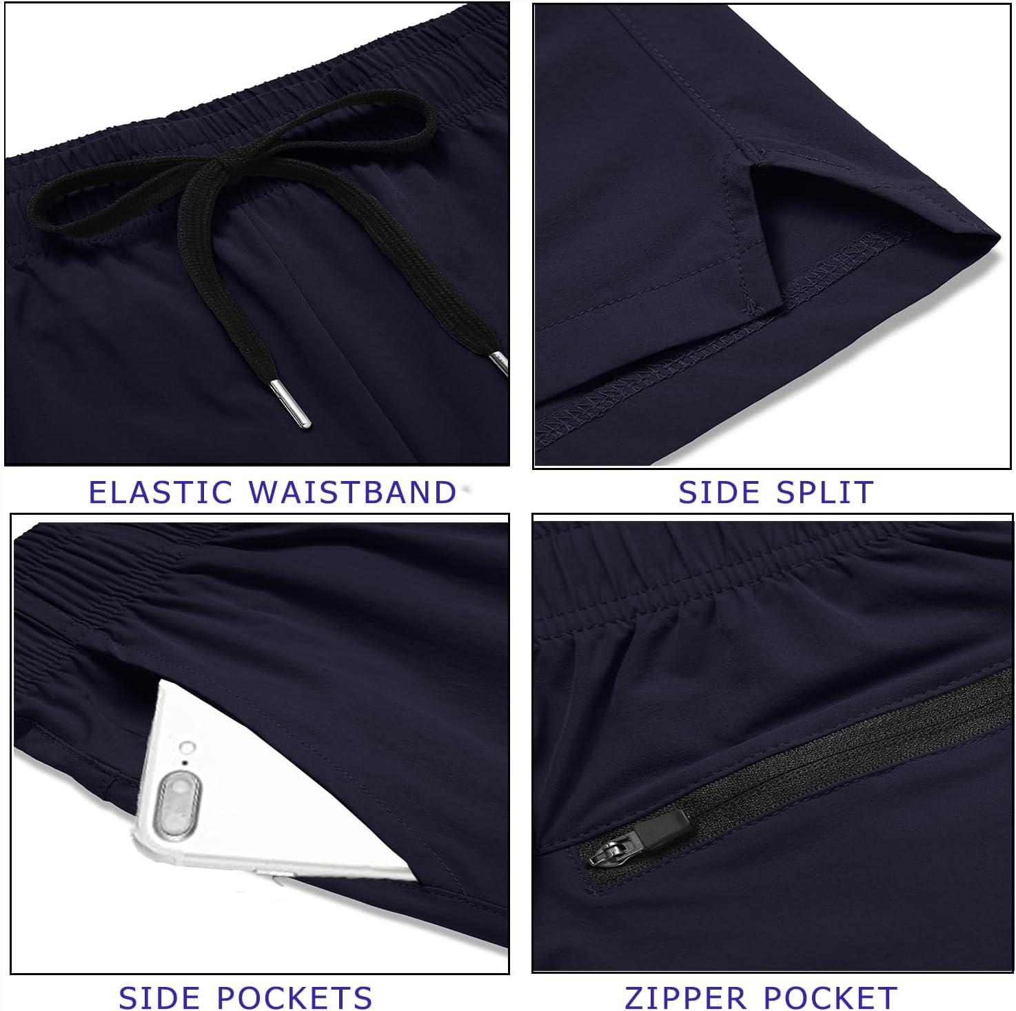 imageCOOFANDY Mens Running Athletic Shorts 5 Inch 2 Pack Gym Workout Shorts Fitted Exercise Hiking Shorts with Zipper PocketDark GreyNavy Blue