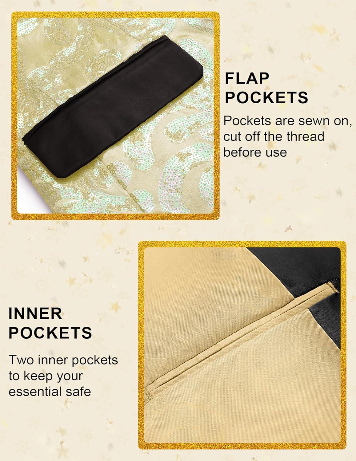 imageCOOFANDY Mens Sequin Blazer Sparkly Glitter Jacket Shiny Floral Suit Jacket Stylish Party Wedding Banquet Prom TuxedoChampagne