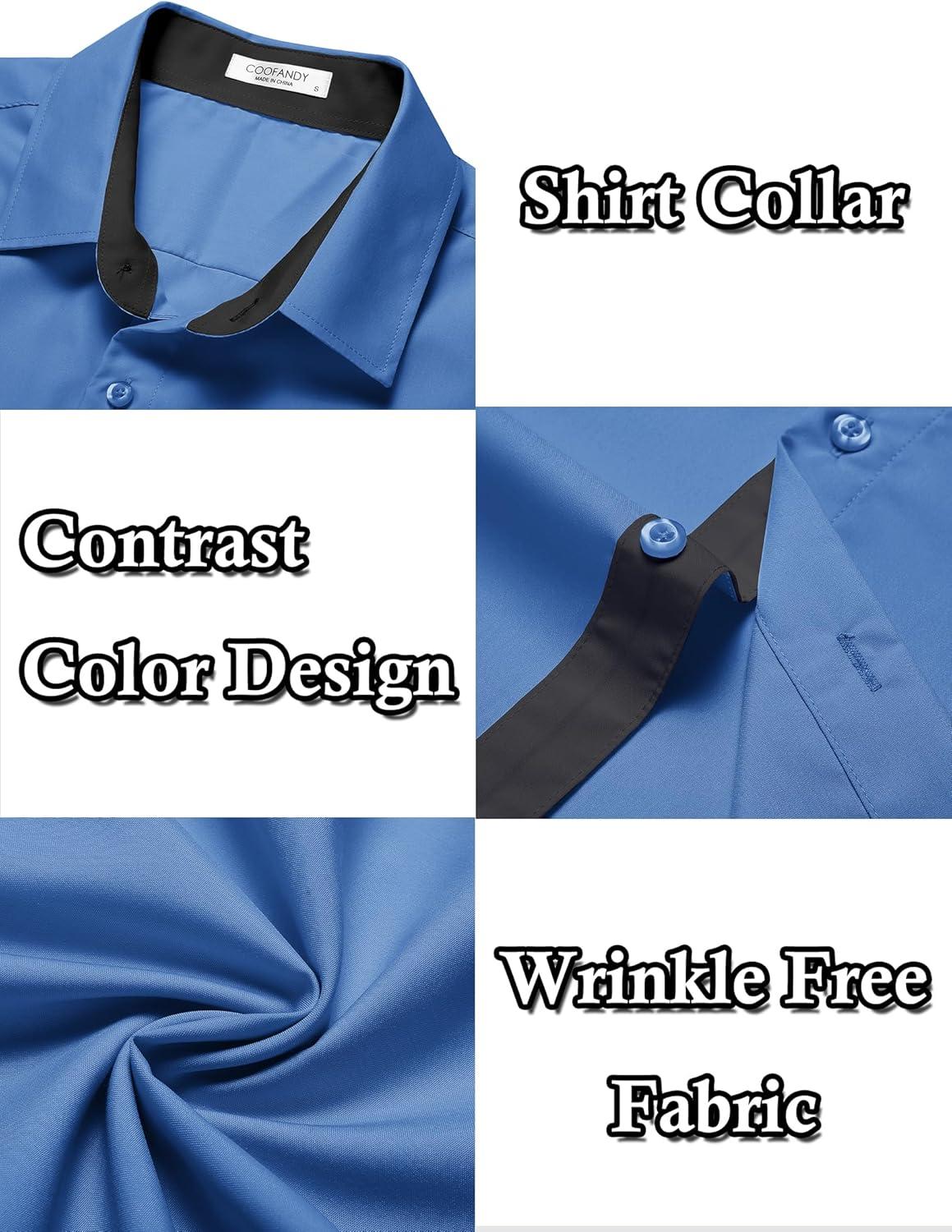 imageCOOFANDY Mens Short Sleeve Button Down Shirts Casual Summer Dress Untucked ShirtsBlue