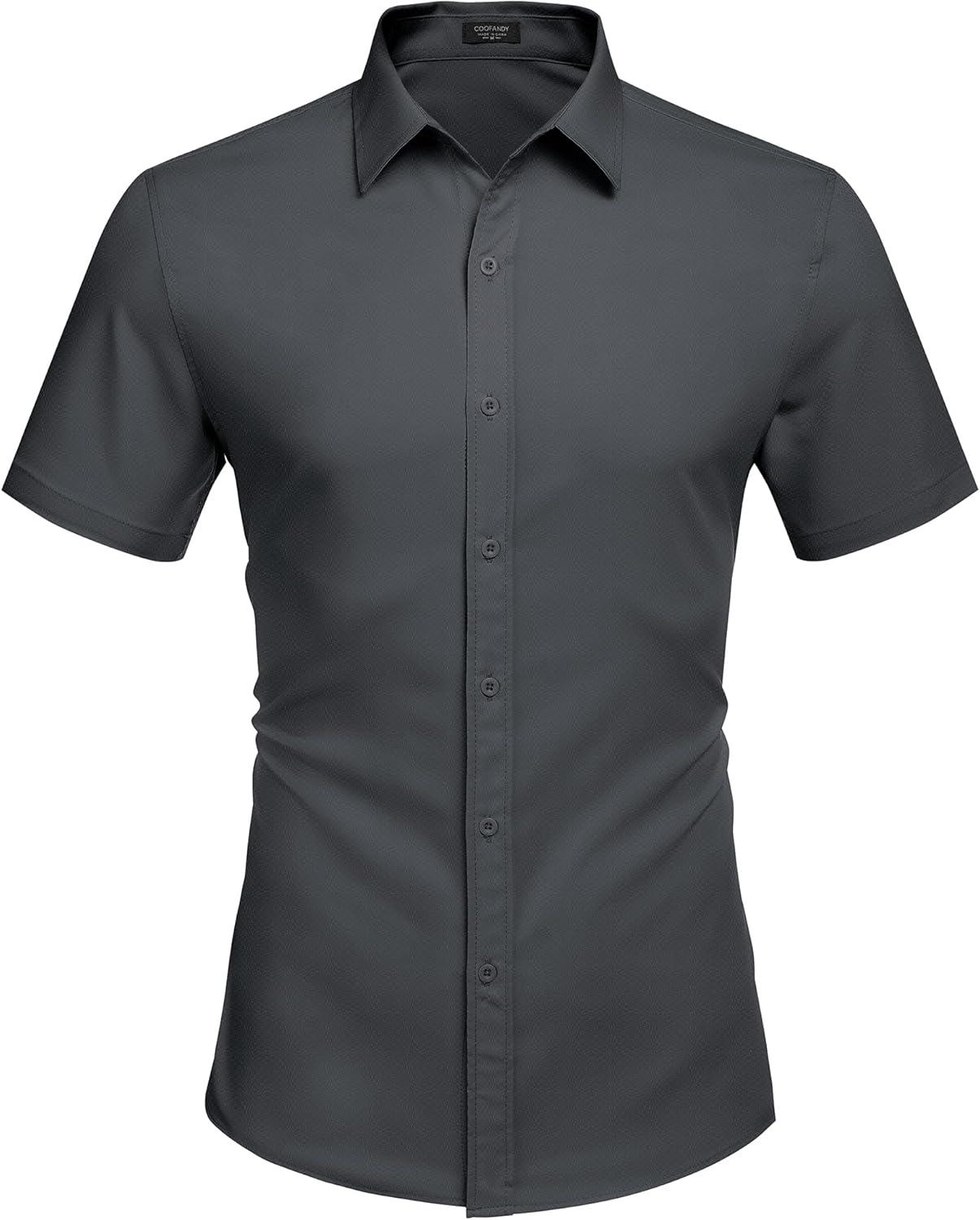 imageCOOFANDY Mens Short Sleeve Button Down Shirts Casual Summer Dress Untucked ShirtsGray