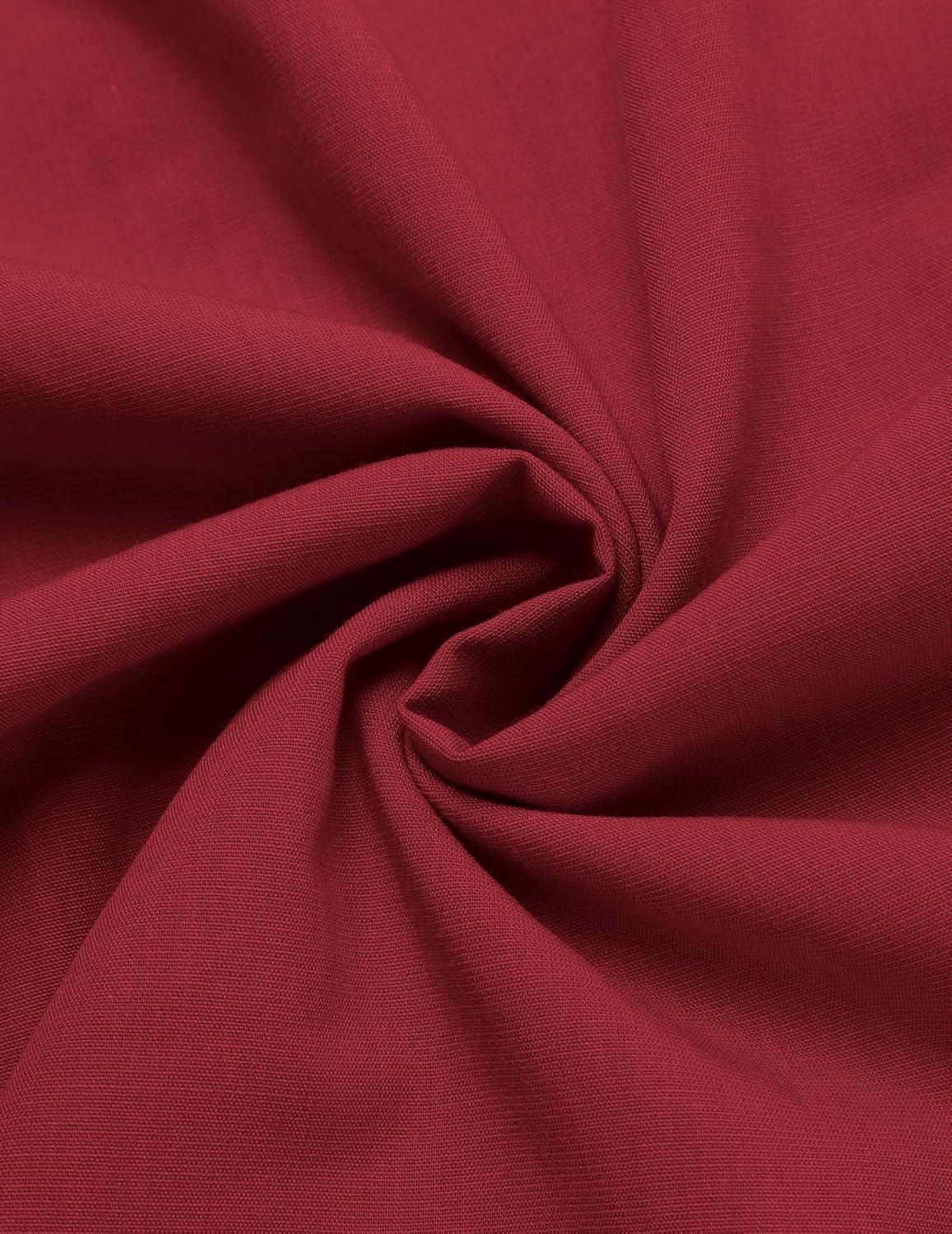 imageCOOFANDY Mens Short Sleeve Cuban Guayabera Shirt Casual Summer Beach Button Down ShirtsRed