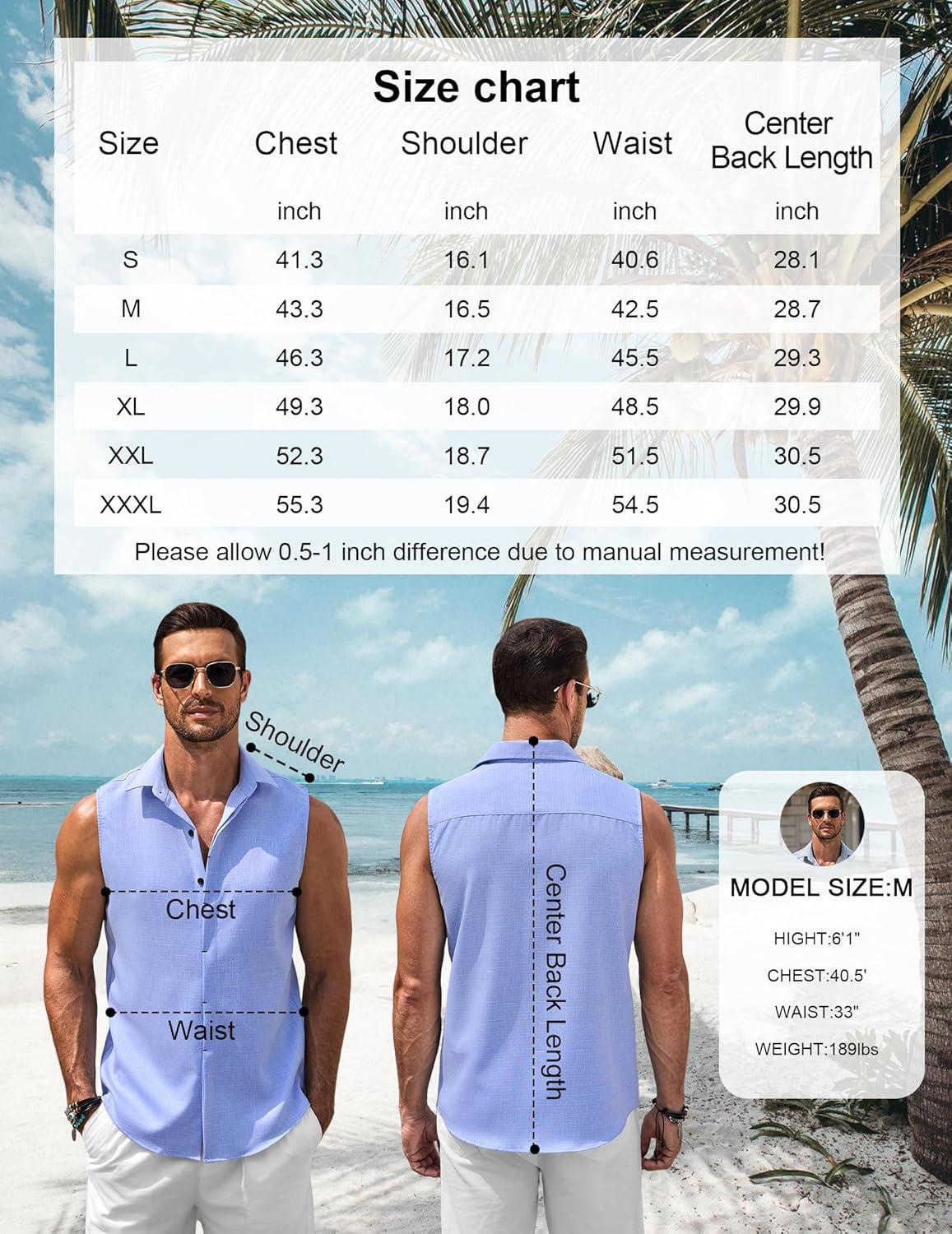 imageCOOFANDY Mens Sleeveless Button Down Beach Shirts Casual Summer Tank Tops Collared Imitation Linen Tank ShirtBright Blue