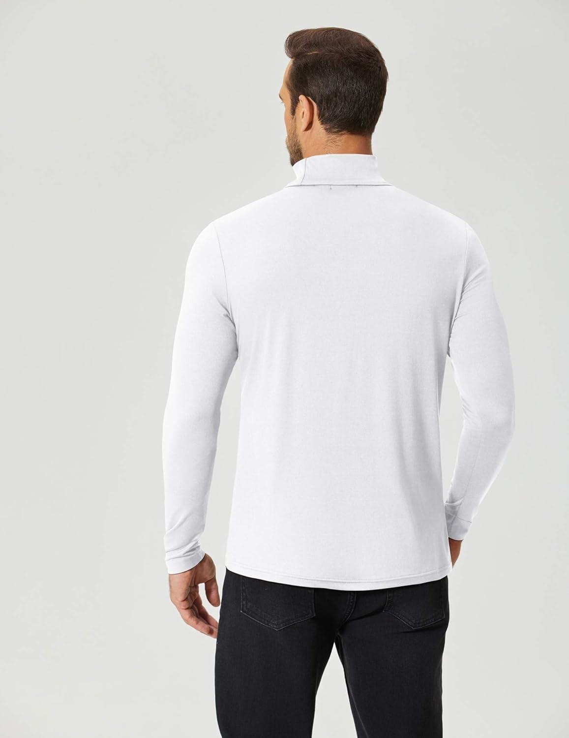 imageCOOFANDY Mens Slim Fit Mock Turtleneck T Shirt Casual Basic Knitted Long Sleeve Pullover SweaterWhite