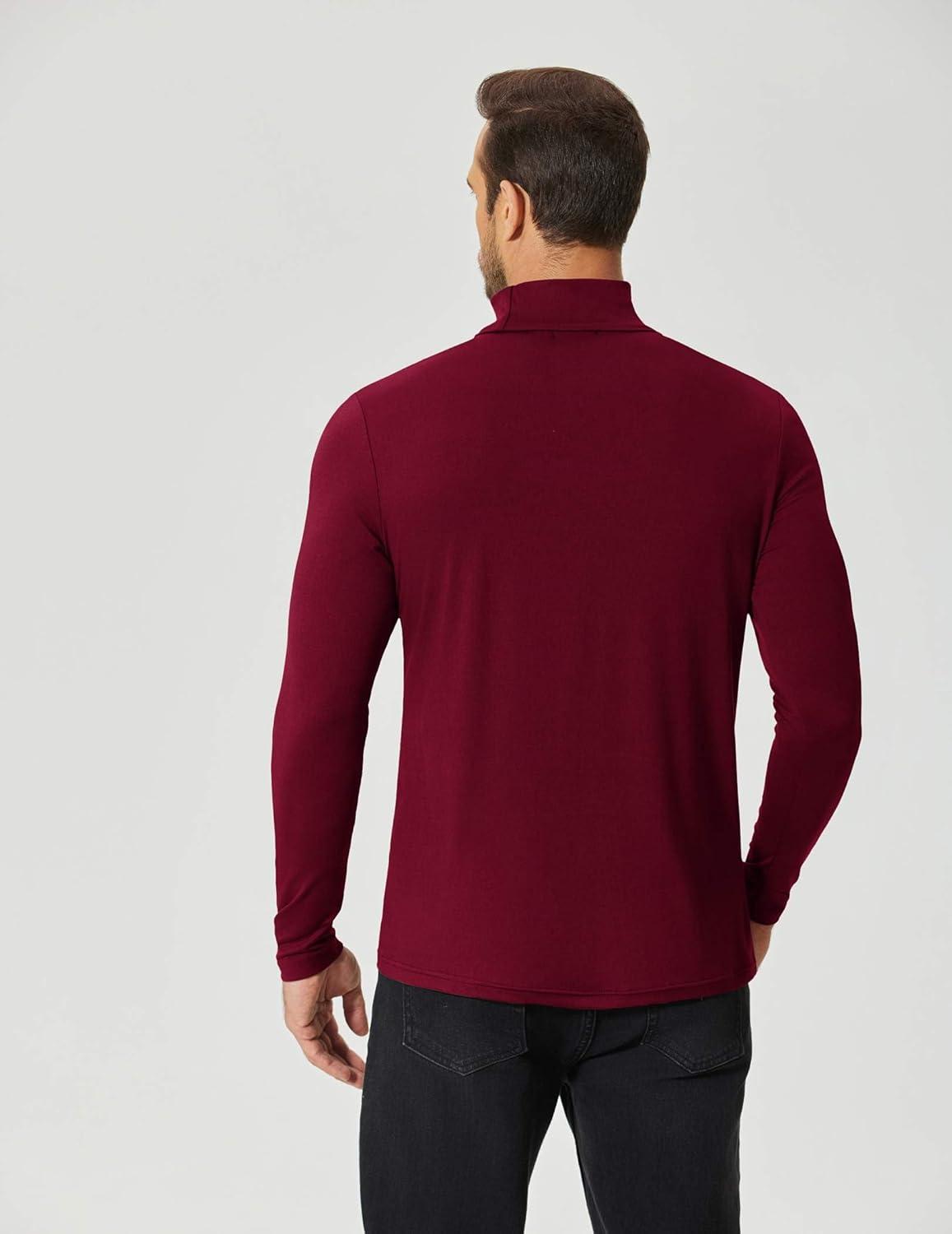 imageCOOFANDY Mens Slim Fit Mock Turtleneck T Shirt Casual Basic Knitted Long Sleeve Pullover SweaterWine Red