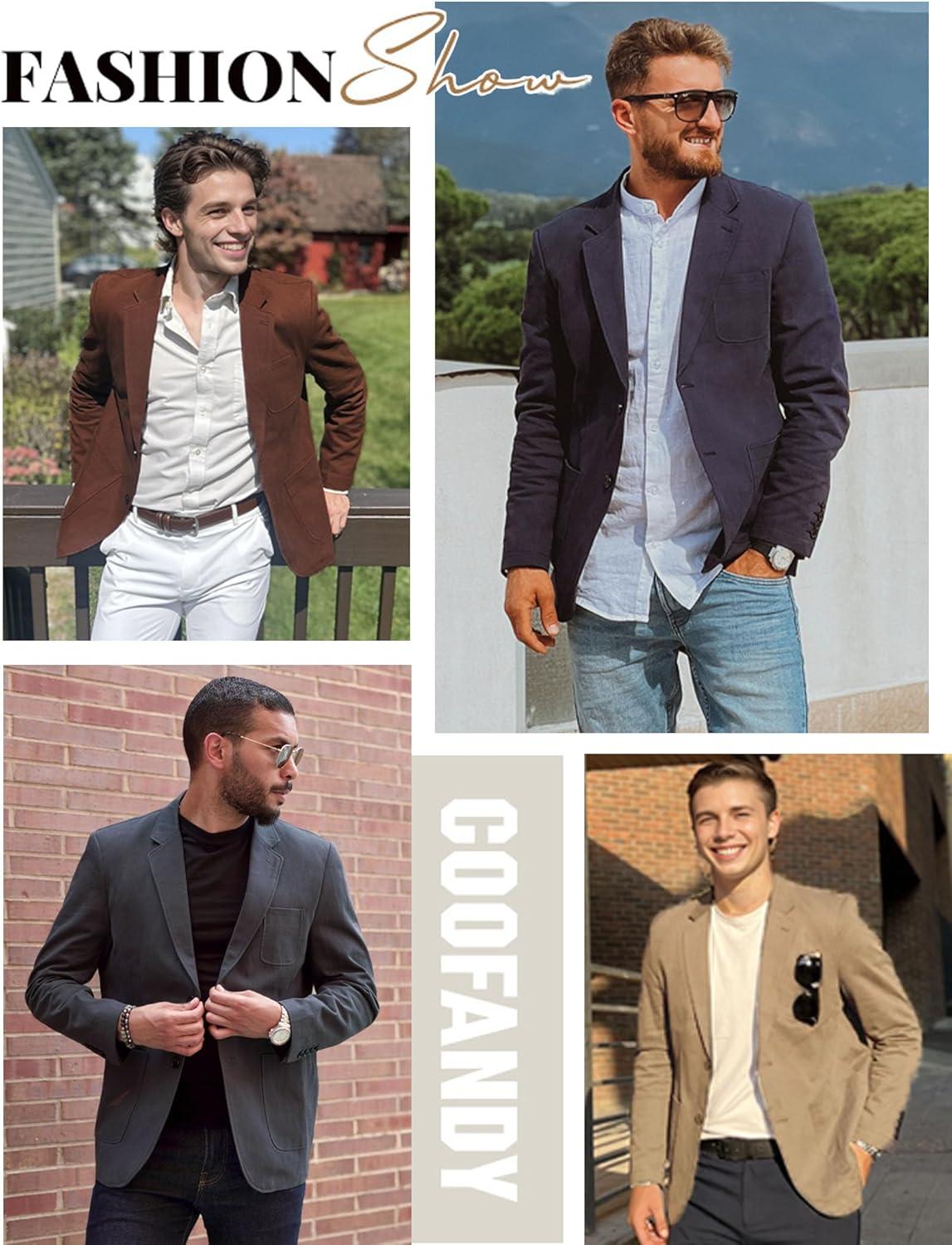 imageCOOFANDY Mens Smart Wash Blazer Regular Fit Cotton Sport Coat Casual Suit JacketBlack