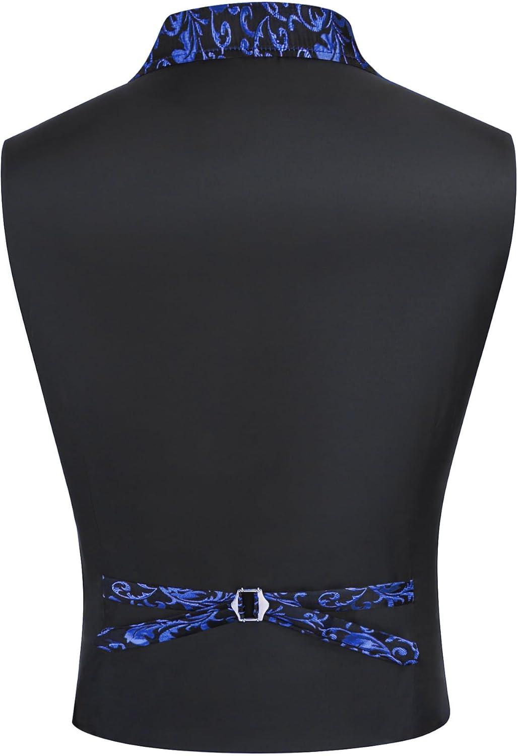 imageCOOFANDY Mens Suit Vest Paisley Floral Victorian Vests Gothic Steampunk Formal Waistcoat Tuxedo Vests with Notched LapelsBlue Filigree