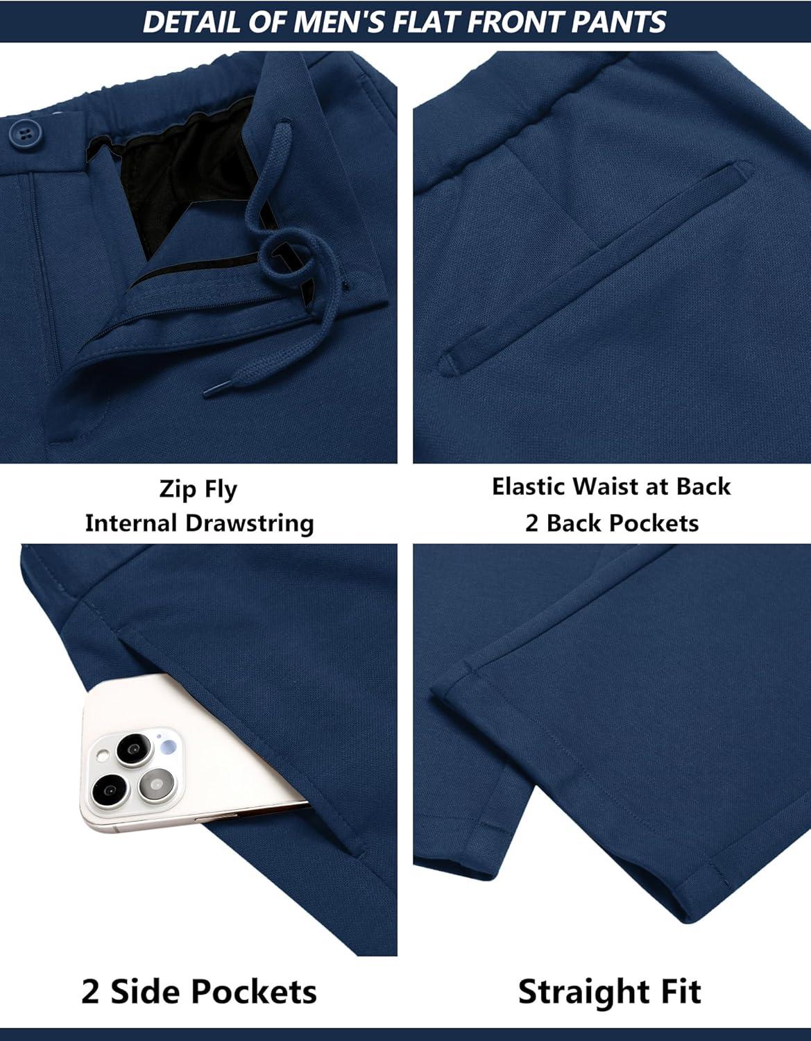 imageCOOFANDY Mens Suits 2 Piece Slim Fit Suit Set 2 Button Lightweight Casual Knit Blazer Suit Jacket PantsBlue