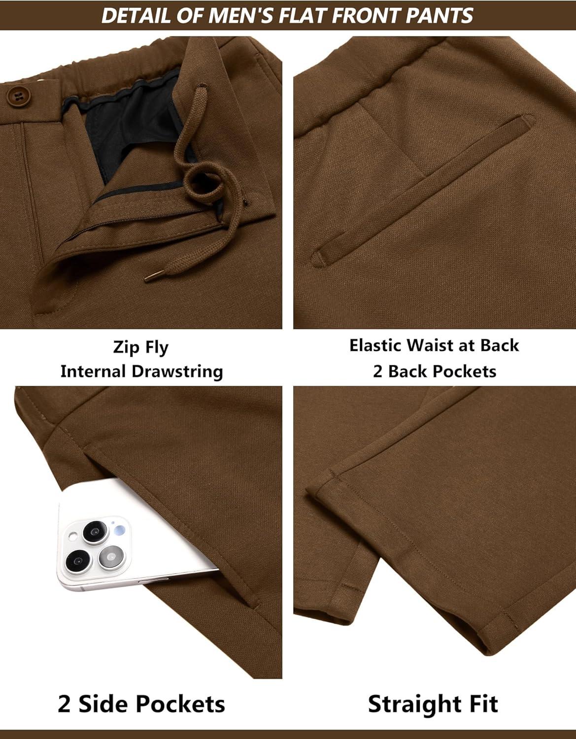 imageCOOFANDY Mens Suits 2 Piece Slim Fit Suit Set 2 Button Lightweight Casual Knit Blazer Suit Jacket PantsBrown