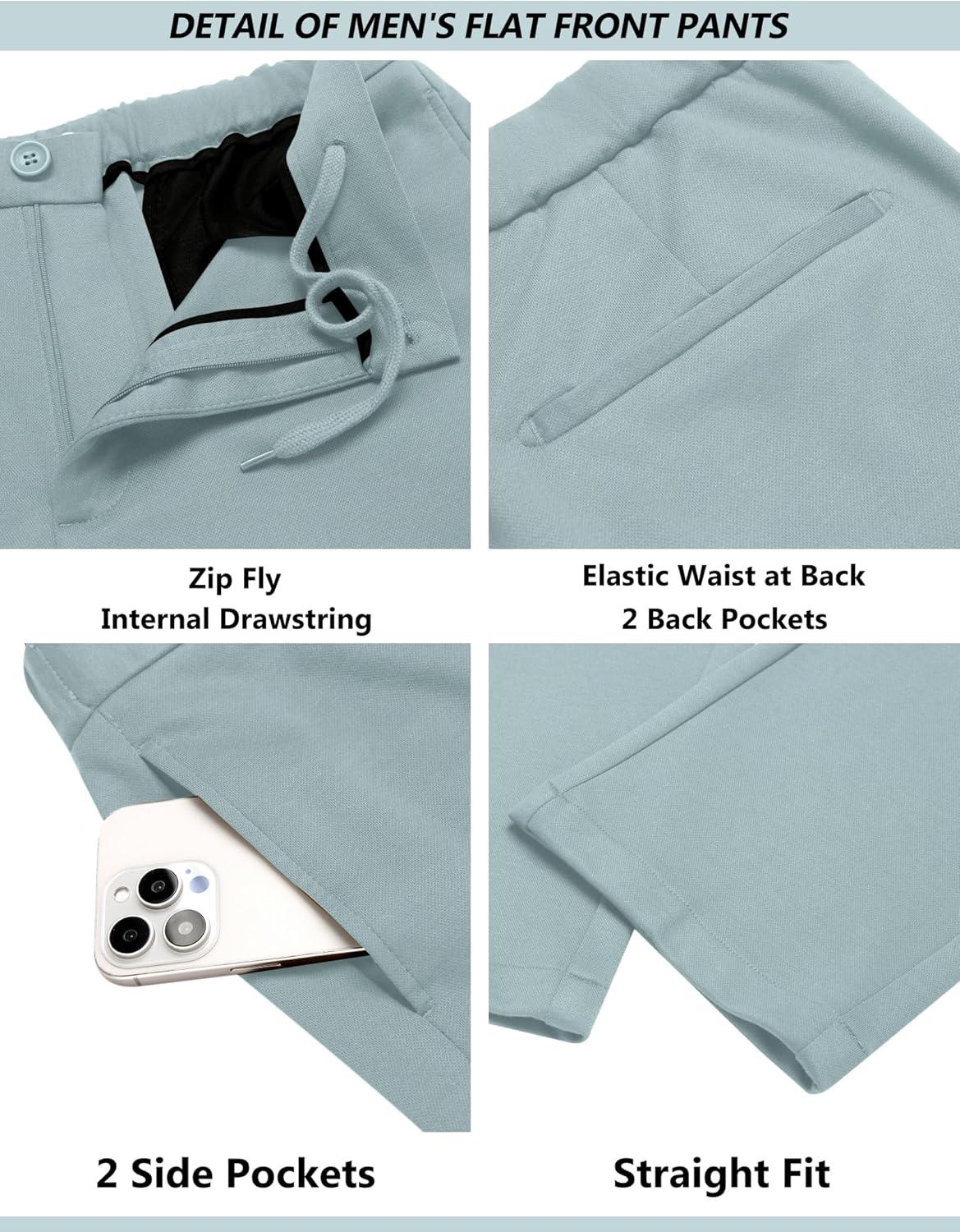 imageCOOFANDY Mens Suits 2 Piece Slim Fit Suit Set 2 Button Lightweight Casual Knit Blazer Suit Jacket PantsLight Blue