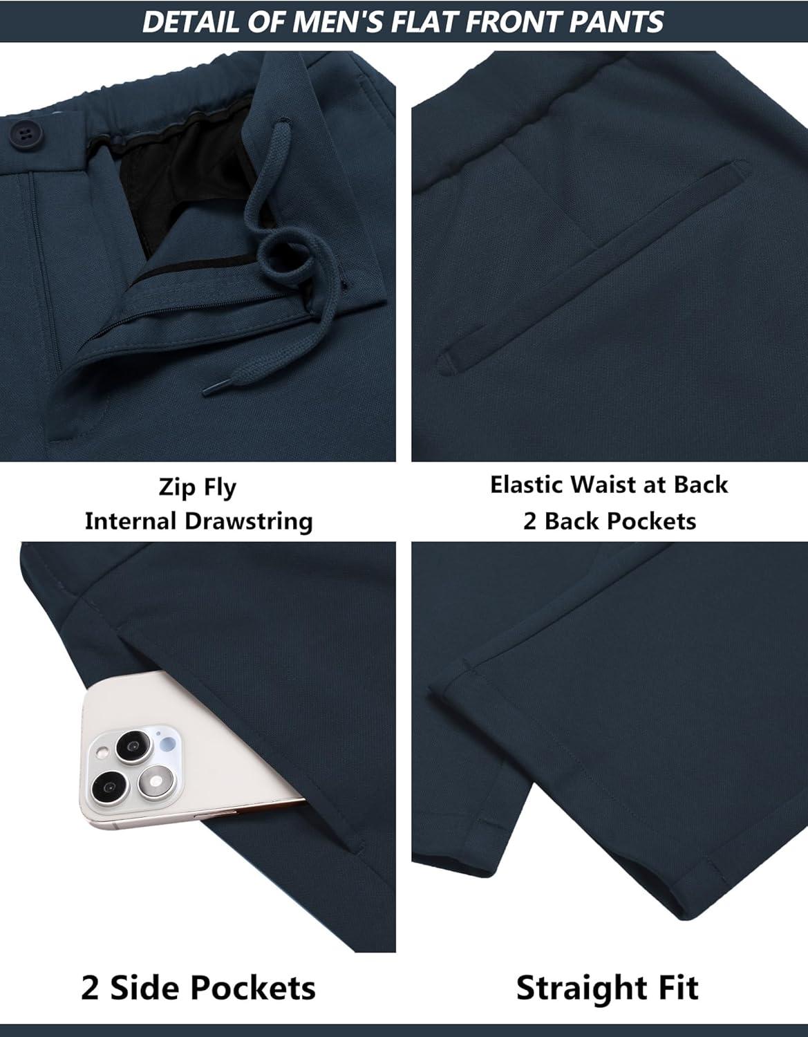 imageCOOFANDY Mens Suits 2 Piece Slim Fit Suit Set 2 Button Lightweight Casual Knit Blazer Suit Jacket PantsNavy Blue