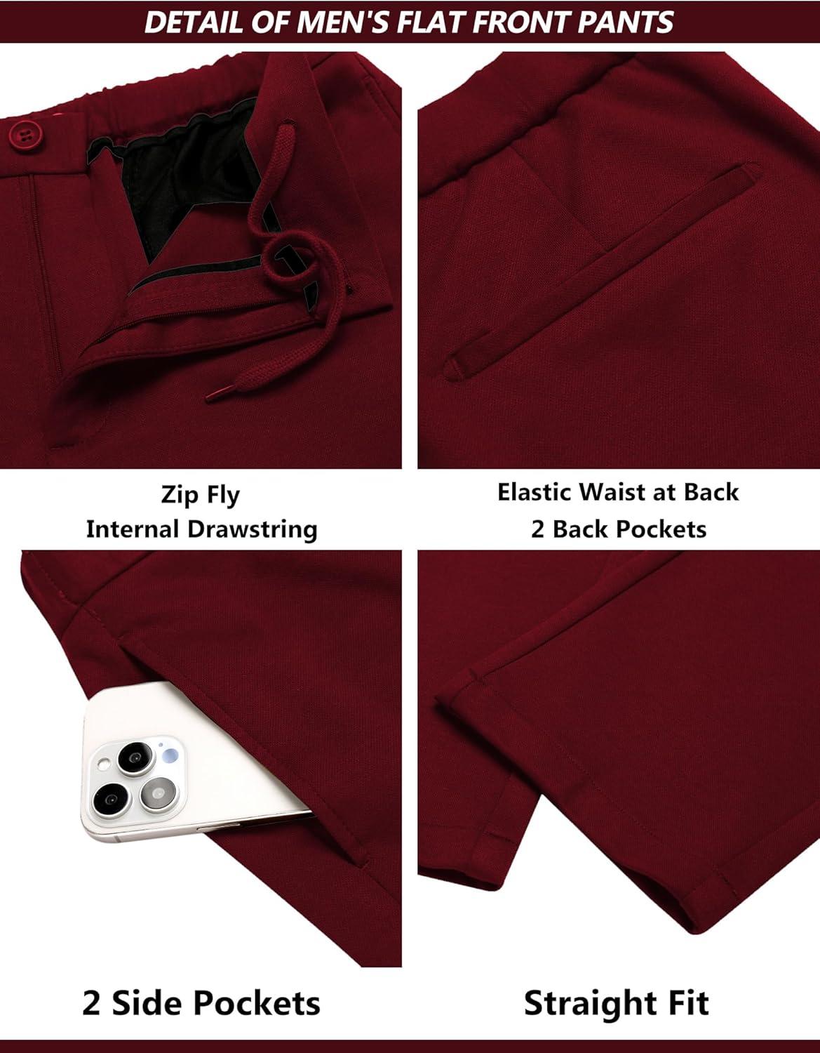 imageCOOFANDY Mens Suits 2 Piece Slim Fit Suit Set 2 Button Lightweight Casual Knit Blazer Suit Jacket PantsWine Red