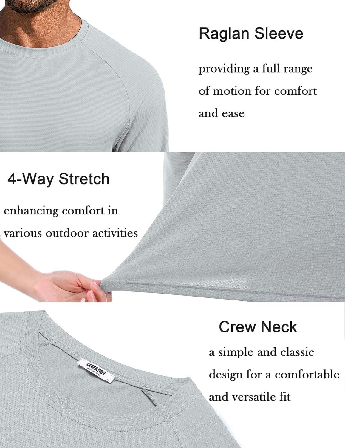 imageCOOFANDY Mens Sun Protection Shirts Long Sleeve Rash Guard Swim TShirts Lightweight Quick Dry Fishing Shirts1light Grey