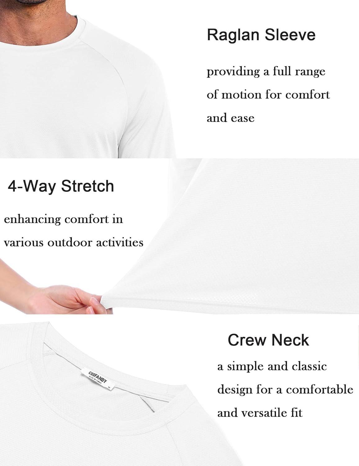 imageCOOFANDY Mens Sun Protection Shirts Long Sleeve Rash Guard Swim TShirts Lightweight Quick Dry Fishing Shirts1white