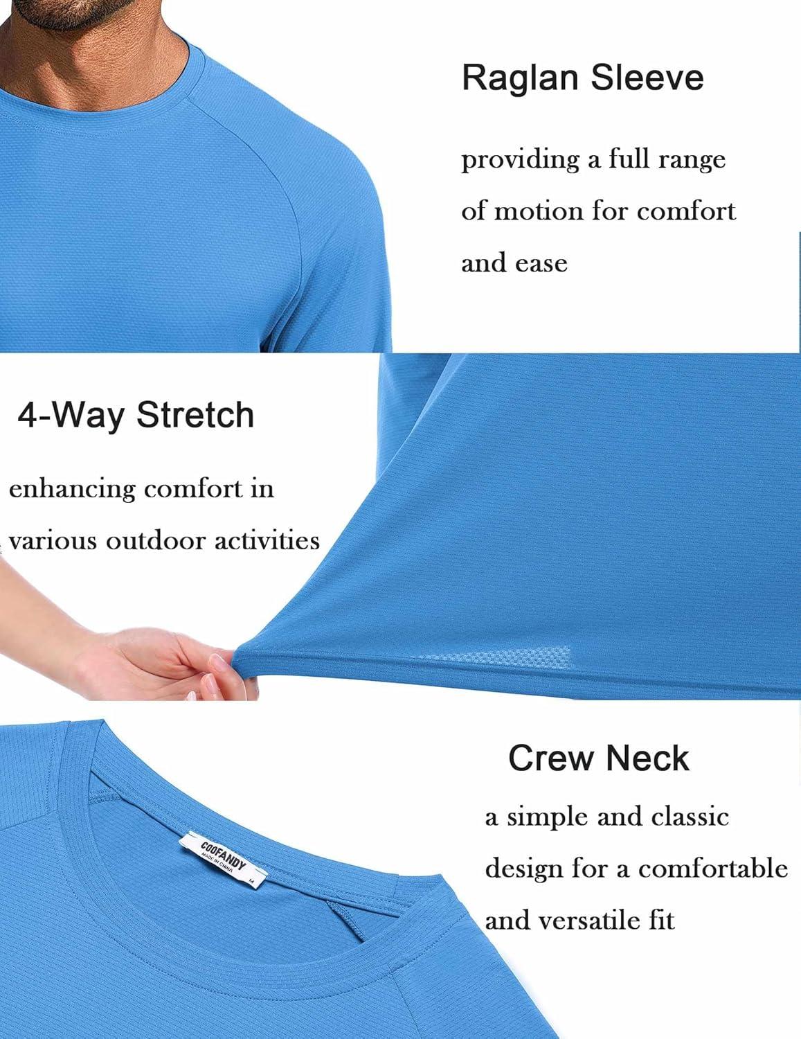 imageCOOFANDY Mens Sun Protection Shirts Long Sleeve Rash Guard Swim TShirts Lightweight Quick Dry Fishing ShirtsBlue