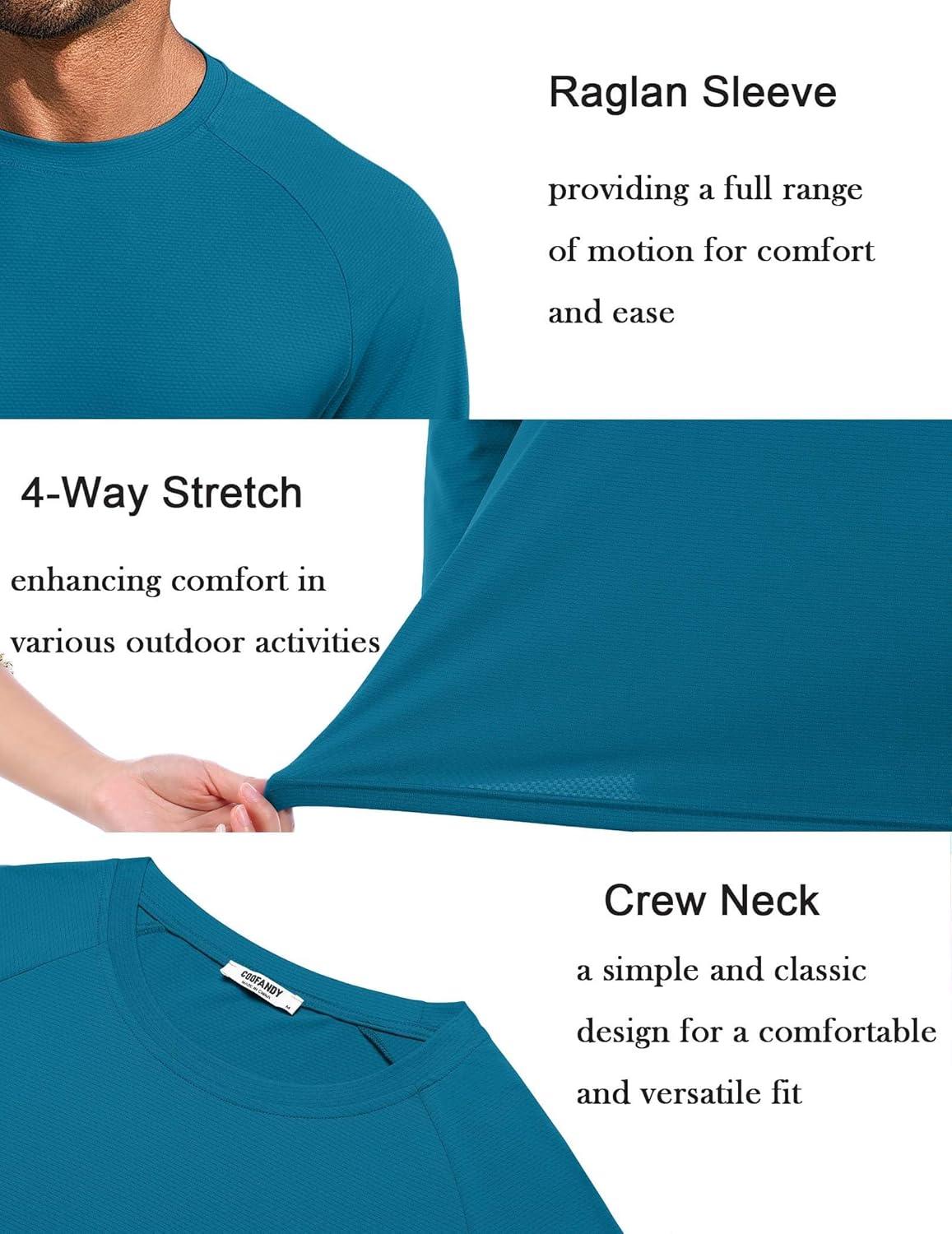 imageCOOFANDY Mens Sun Protection Shirts Long Sleeve Rash Guard Swim TShirts Lightweight Quick Dry Fishing ShirtsLake Blue