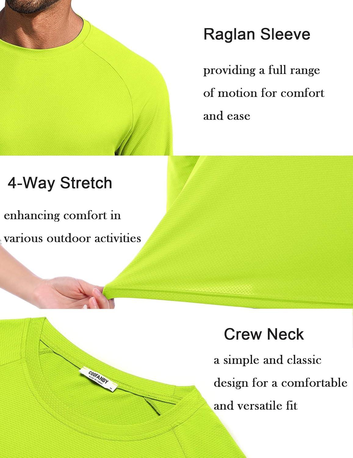 imageCOOFANDY Mens Sun Protection Shirts Long Sleeve Rash Guard Swim TShirts Lightweight Quick Dry Fishing ShirtsLemon Green