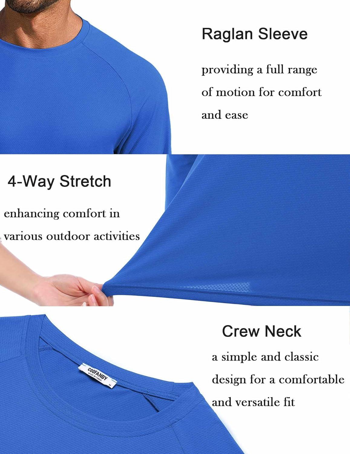 imageCOOFANDY Mens Sun Protection Shirts Long Sleeve Rash Guard Swim TShirts Lightweight Quick Dry Fishing ShirtsRoyal Blue