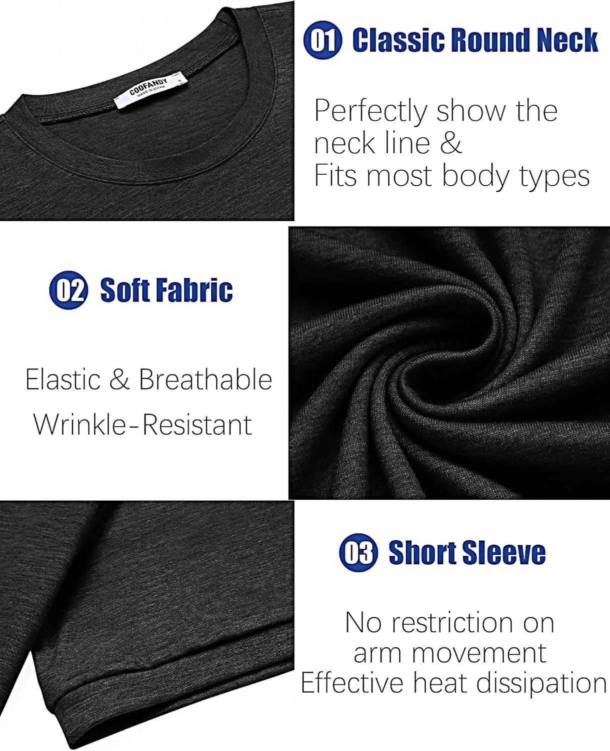 imageCOOFANDY Mens T Shirt Short Sleeve Crew Neck TShirt Casual Summer Tshirt Classic Basic Tee ShirtBlack