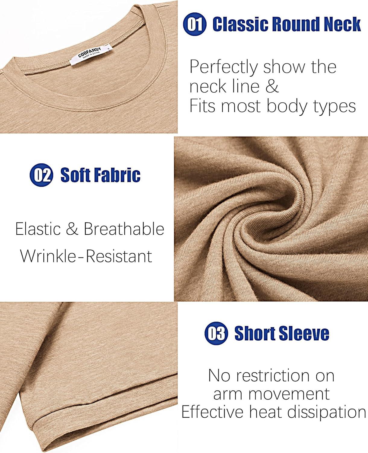 imageCOOFANDY Mens T Shirt Short Sleeve Crew Neck TShirt Casual Summer Tshirt Classic Basic Tee ShirtLight Khaki