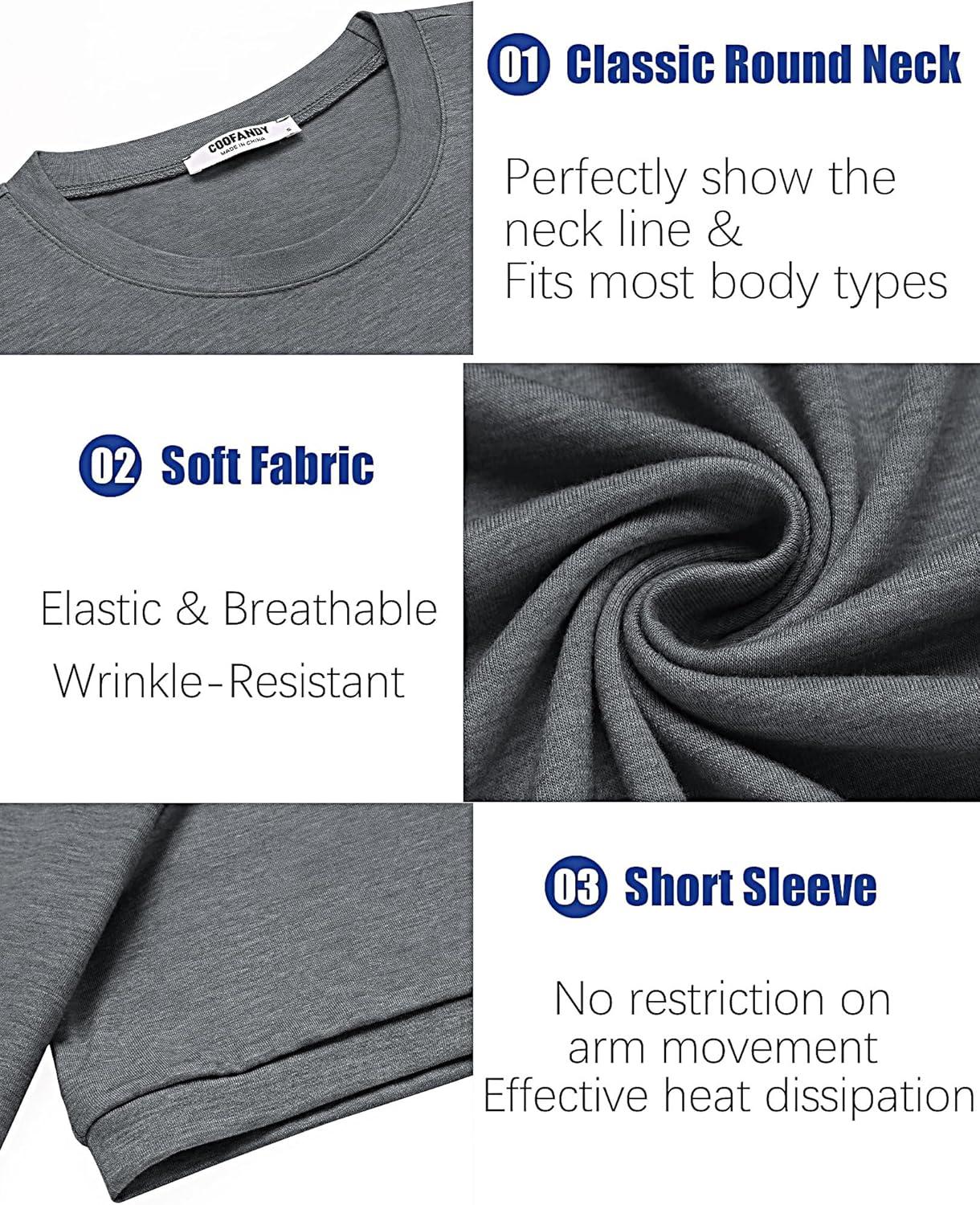 imageCOOFANDY Mens T Shirt Short Sleeve Crew Neck TShirt Casual Summer Tshirt Classic Basic Tee ShirtMedium Gray