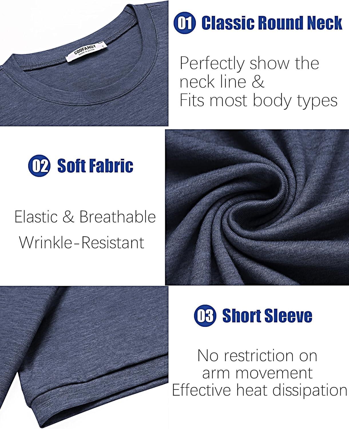 imageCOOFANDY Mens T Shirt Short Sleeve Crew Neck TShirt Casual Summer Tshirt Classic Basic Tee ShirtNavy Blue