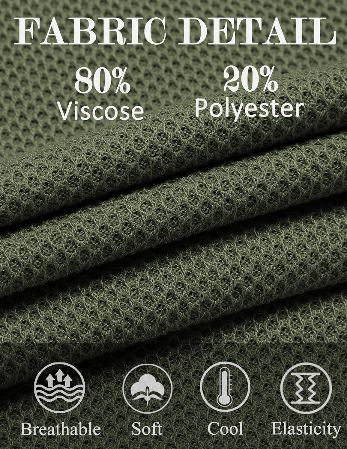 imageCOOFANDY Mens T Shirts Casual Short Sleeve Crewneck Shirts Solid Textured Knit Pullover TeesArmy Green