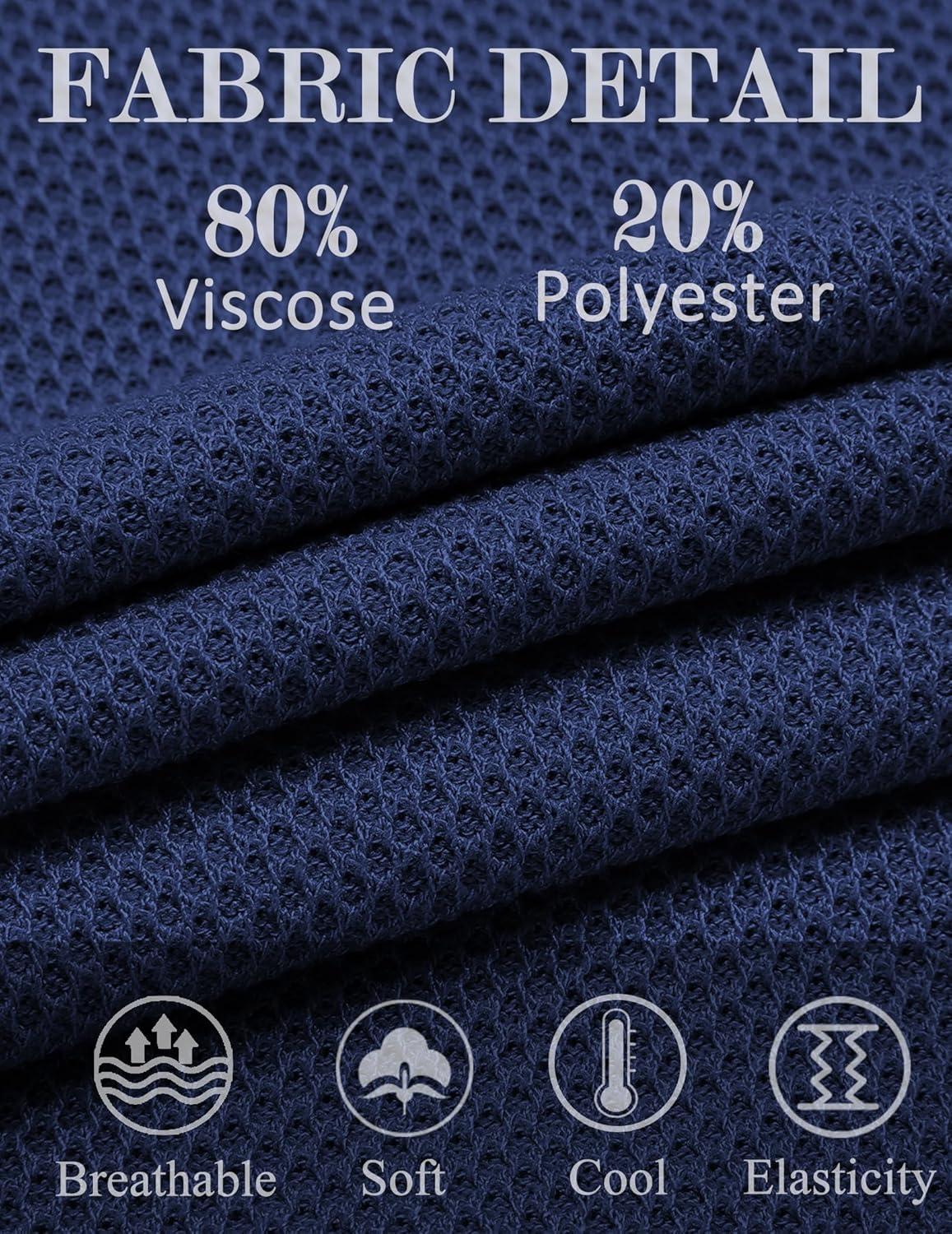 imageCOOFANDY Mens T Shirts Casual Short Sleeve Crewneck Shirts Solid Textured Knit Pullover TeesNavy Blue