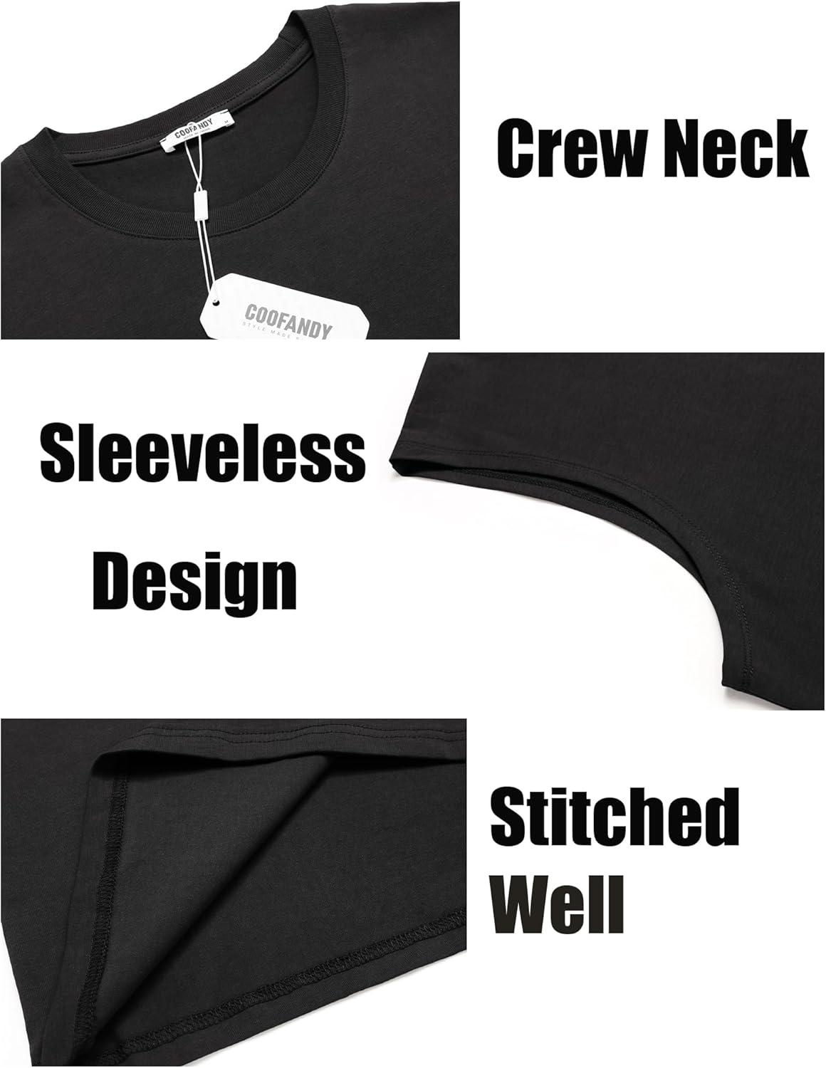 imageCOOFANDY Mens Tank Top Cotton Workout Sleeveless Muscle T Shirts Casual Summer Tank ShirtsBlack1 Pcs