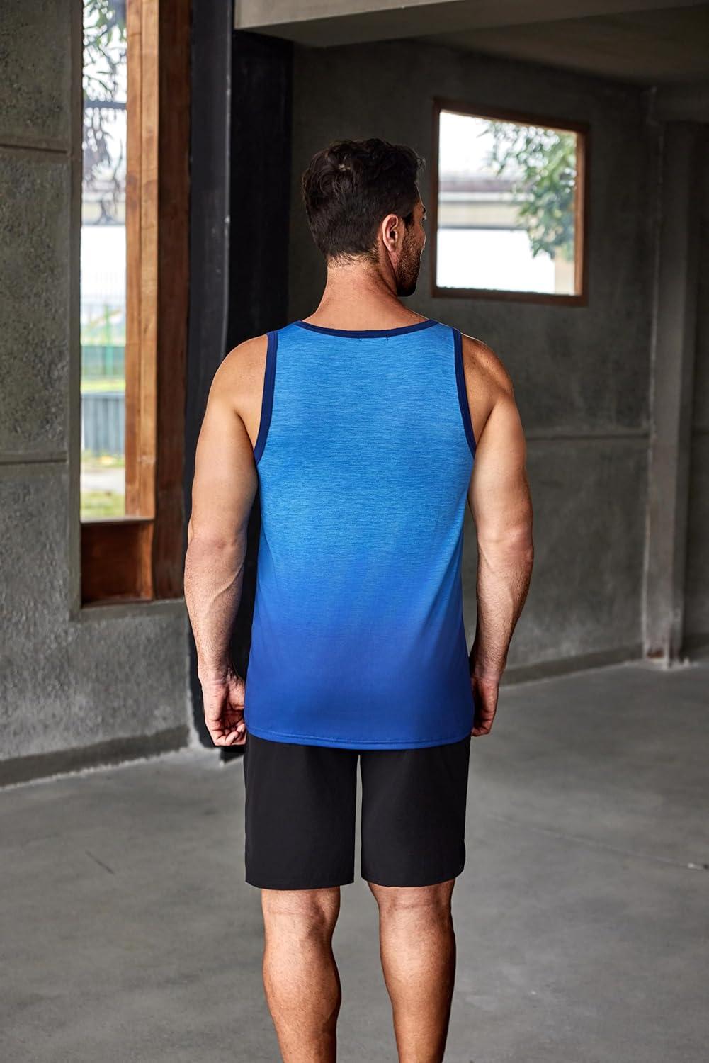 imageCOOFANDY Mens Tank Tops Beach Summer Sleeveless Graphic T Shirts Palm Tree Vacation Quick Dry Muscle TankGrayblue