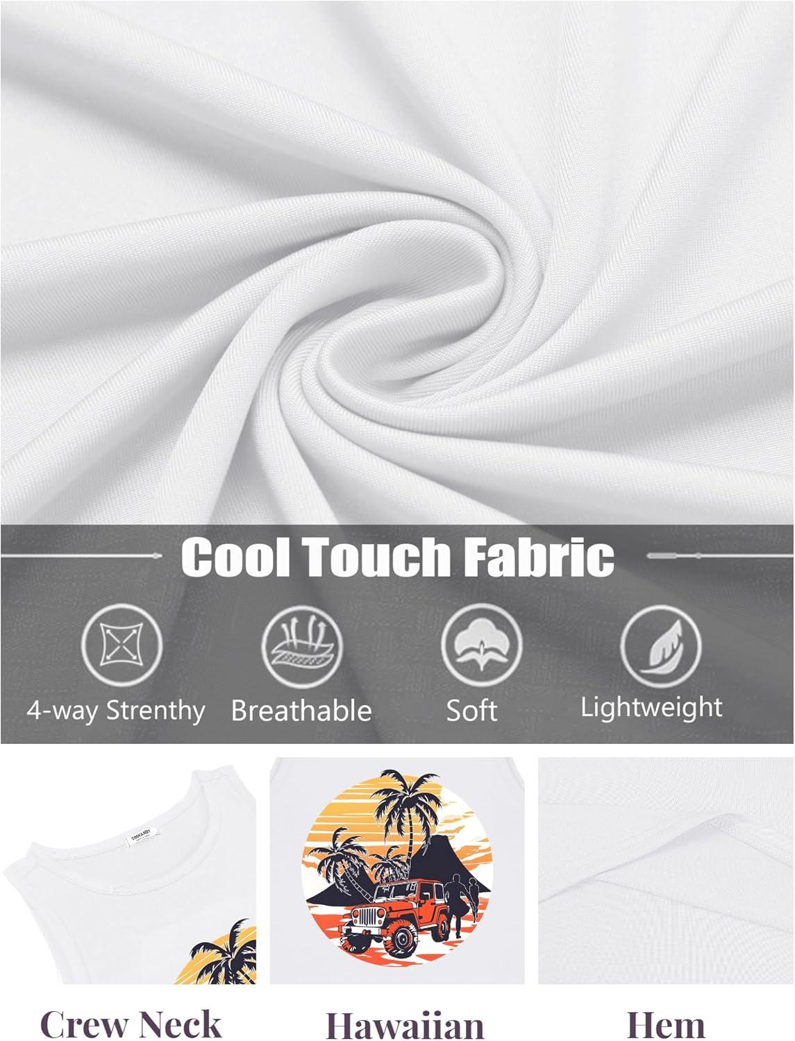imageCOOFANDY Mens Tank Tops Beach Summer Sleeveless Graphic T Shirts Palm Tree Vacation Quick Dry Muscle TankWhitecar Coconut