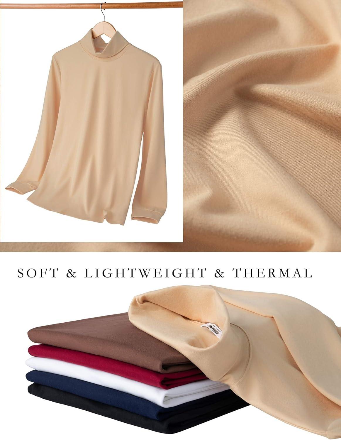 imageCOOFANDY Mens Turtleneck T Shirt Long Sleeve Pullover Sweater Slim Fit Lightweight Thermal Undershirt TopsBrown