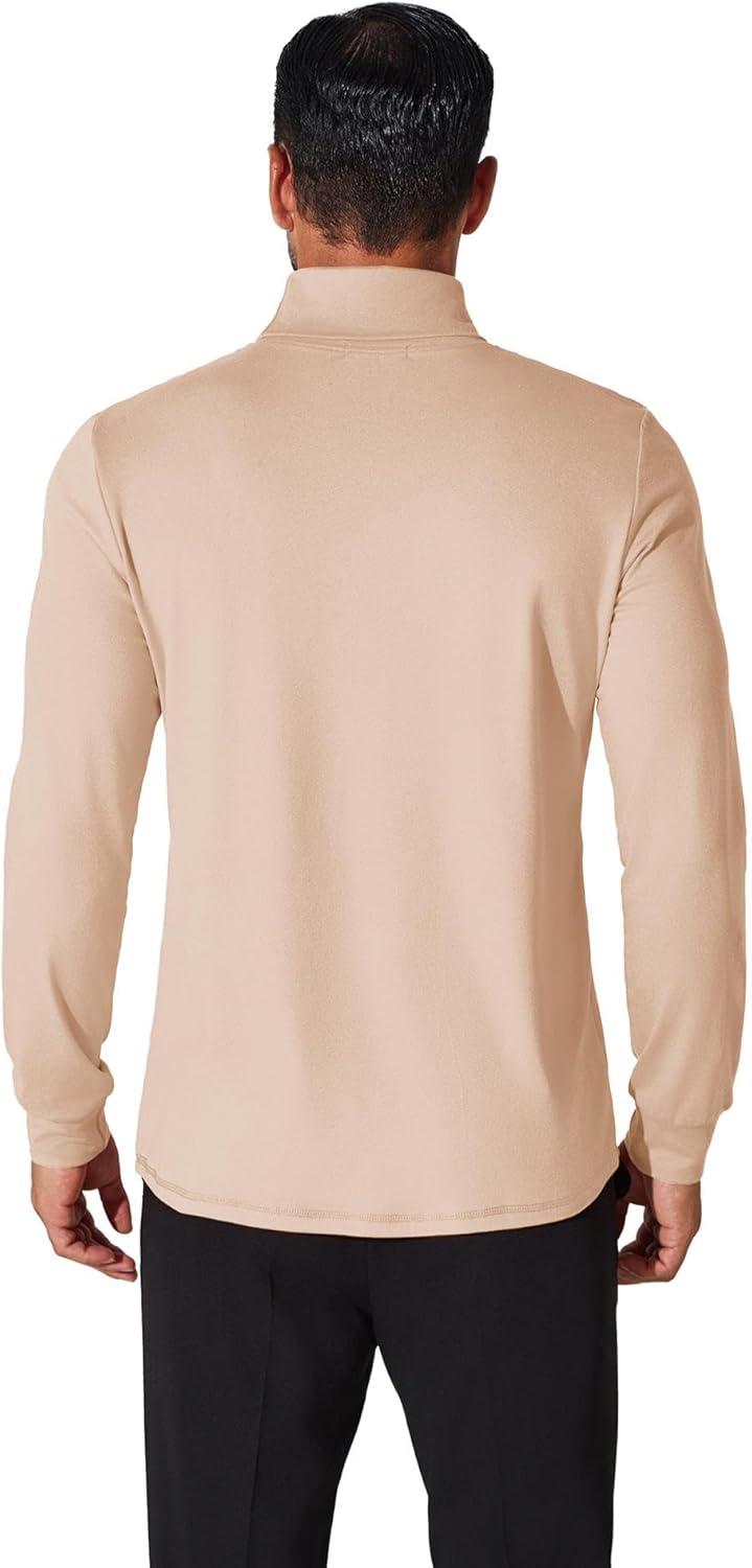 imageCOOFANDY Mens Turtleneck T Shirt Long Sleeve Pullover Sweater Slim Fit Lightweight Thermal Undershirt TopsLight Khaki