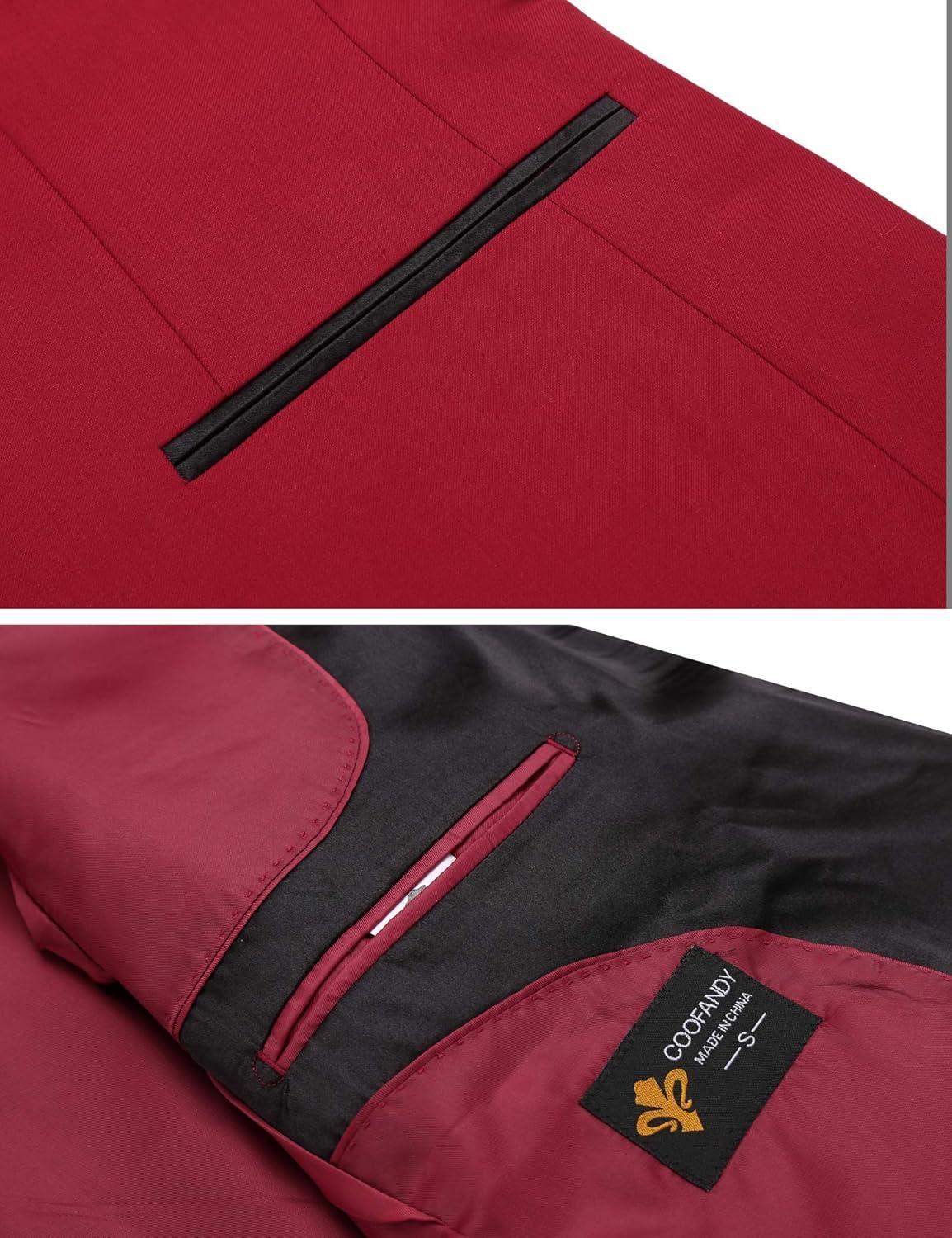 imageCOOFANDY Mens Tuxedo Jacket One Button Dress Suit Blazer Jacket for Wedding Dinner Prom PartyRed