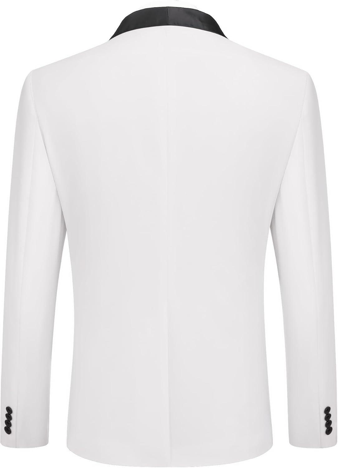 imageCOOFANDY Mens Tuxedo Jacket Wedding Suit Jacket Slim Fit Blazer Jacket for Dinner Prom PartyWhite