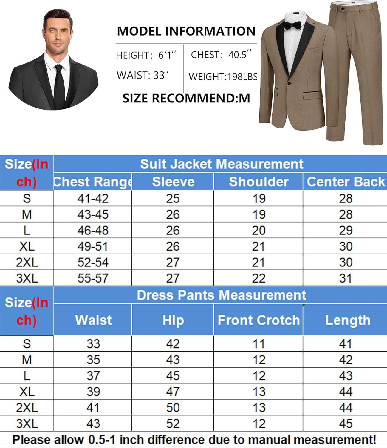 imageCOOFANDY Mens Tuxedo Suit Set Slim Fit 2 Piece One Button Christmas Blazer Jacket Pants for WeddingDinnerPromKhaki
