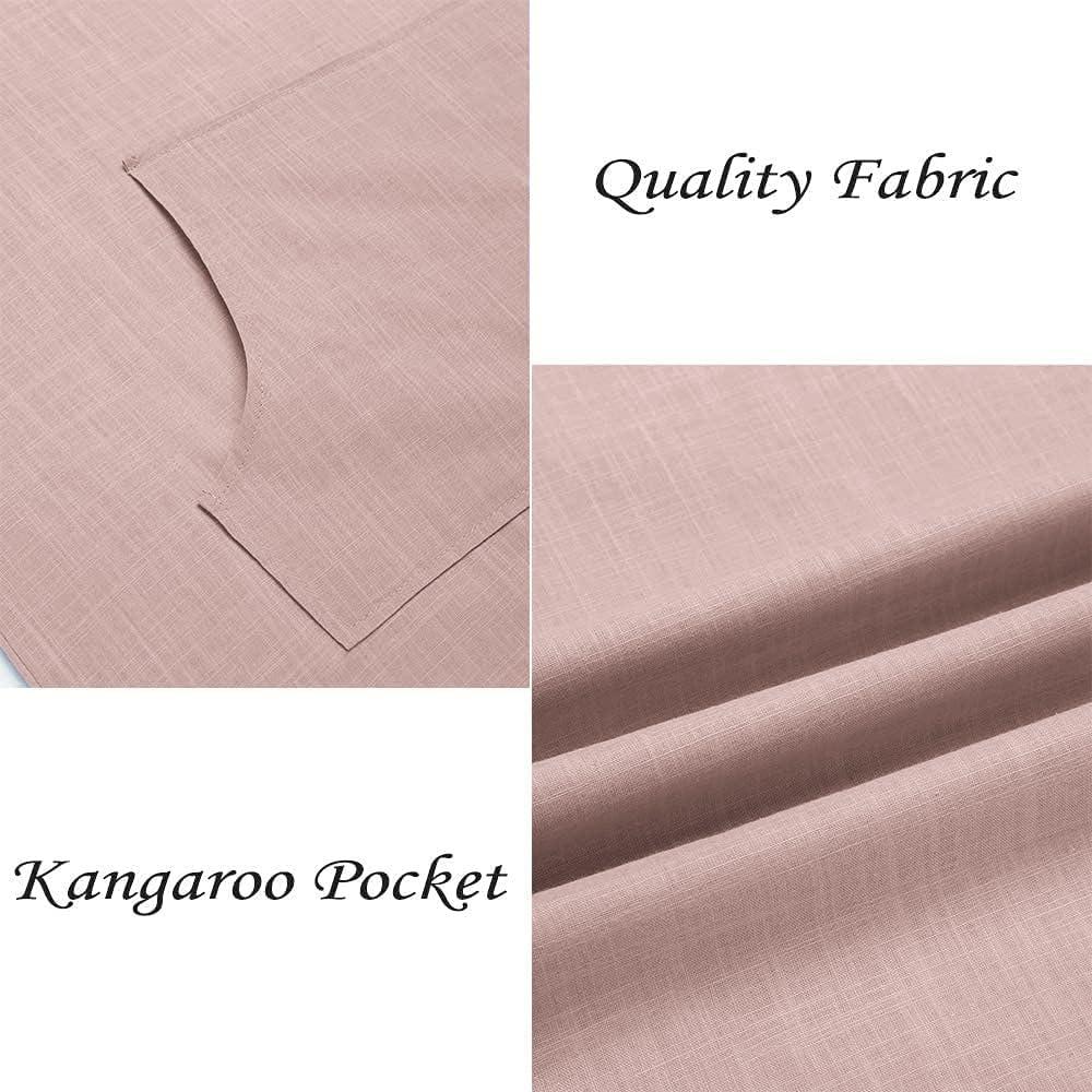 imageCOOFANDY Mens VNeck Linen Robe Short Sleeve Kaftan Thobe Long Gown Casual Shirt for Beach SummerDark Pink