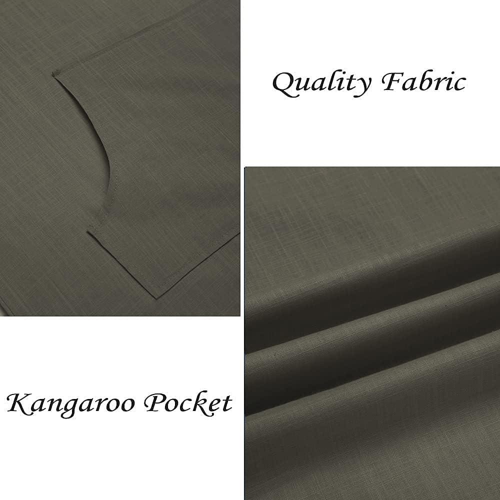 imageCOOFANDY Mens VNeck Linen Robe Short Sleeve Kaftan Thobe Long Gown Casual Shirt for Beach SummerOlive Green