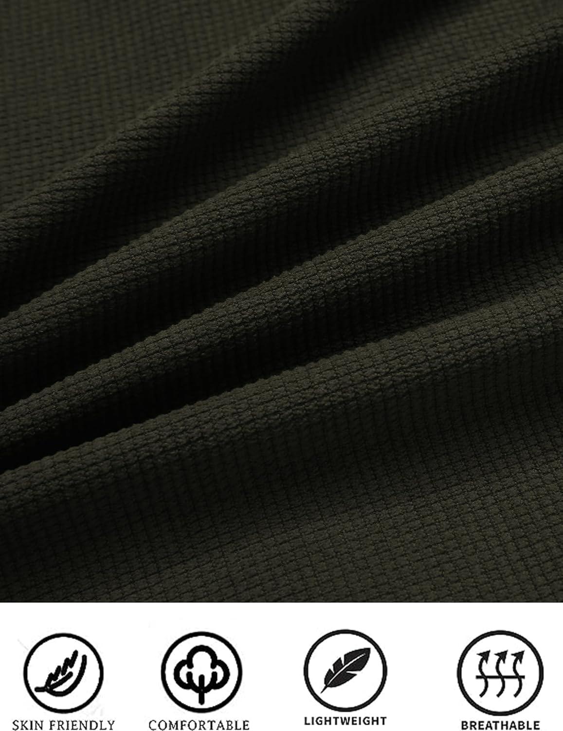 imageCOOFANDY Mens Waffle Button Down Shirts Casual Long Sleeve Shacket Jacket with PocketsArmy Green