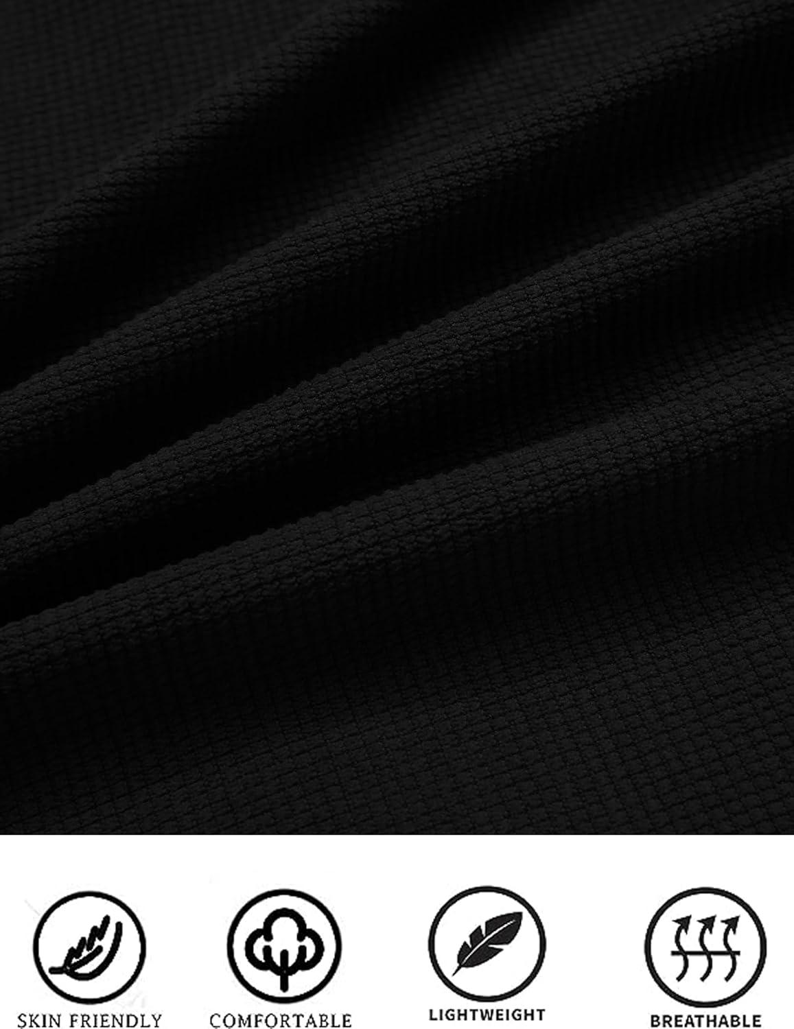 imageCOOFANDY Mens Waffle Button Down Shirts Casual Long Sleeve Shacket Jacket with PocketsBlack