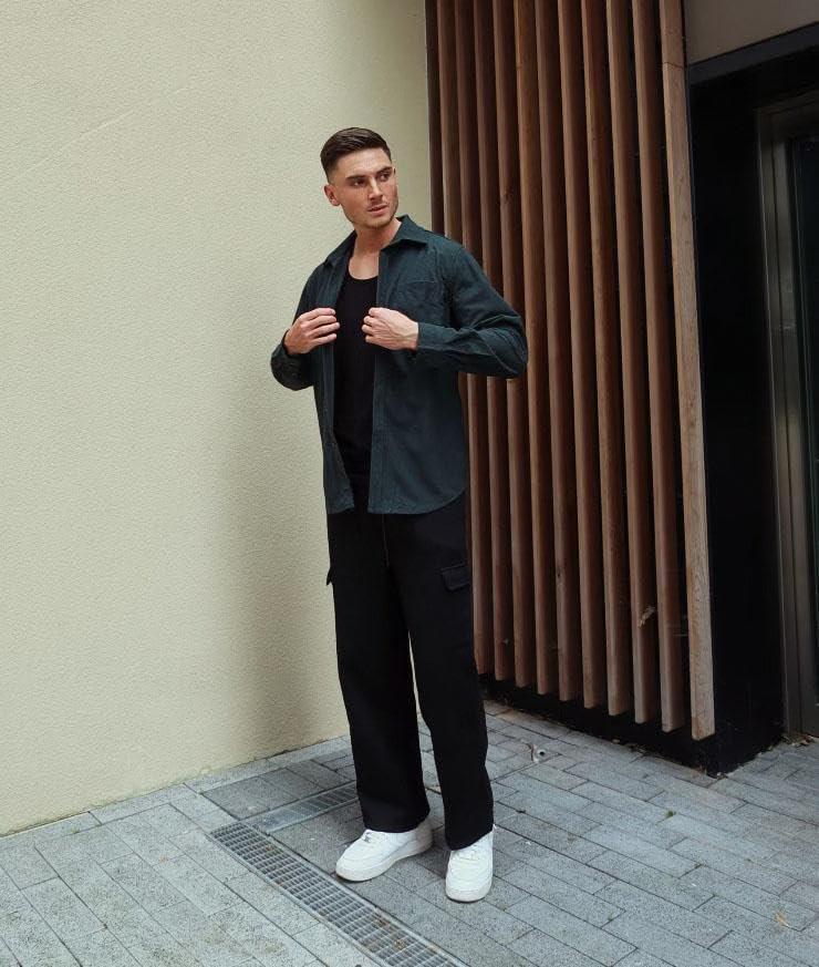 imageCOOFANDY Mens Waffle Button Down Shirts Casual Long Sleeve Shacket Jacket with PocketsDark Green