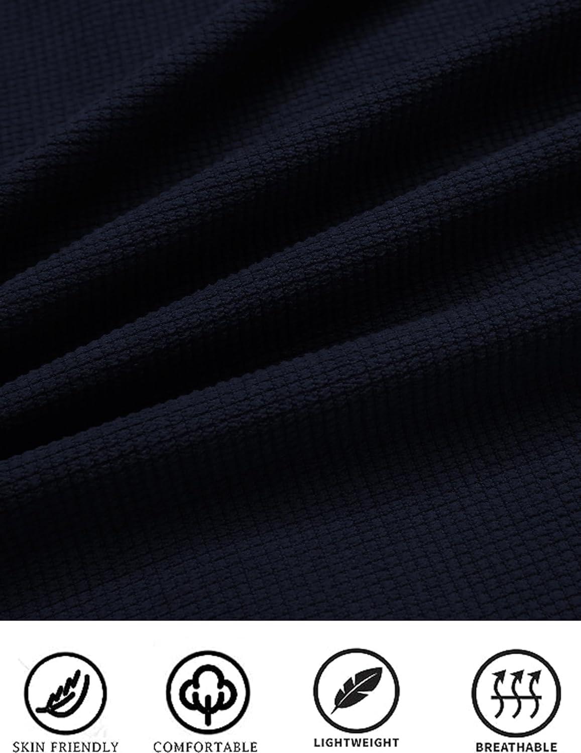 imageCOOFANDY Mens Waffle Button Down Shirts Casual Long Sleeve Shacket Jacket with PocketsNave Blue