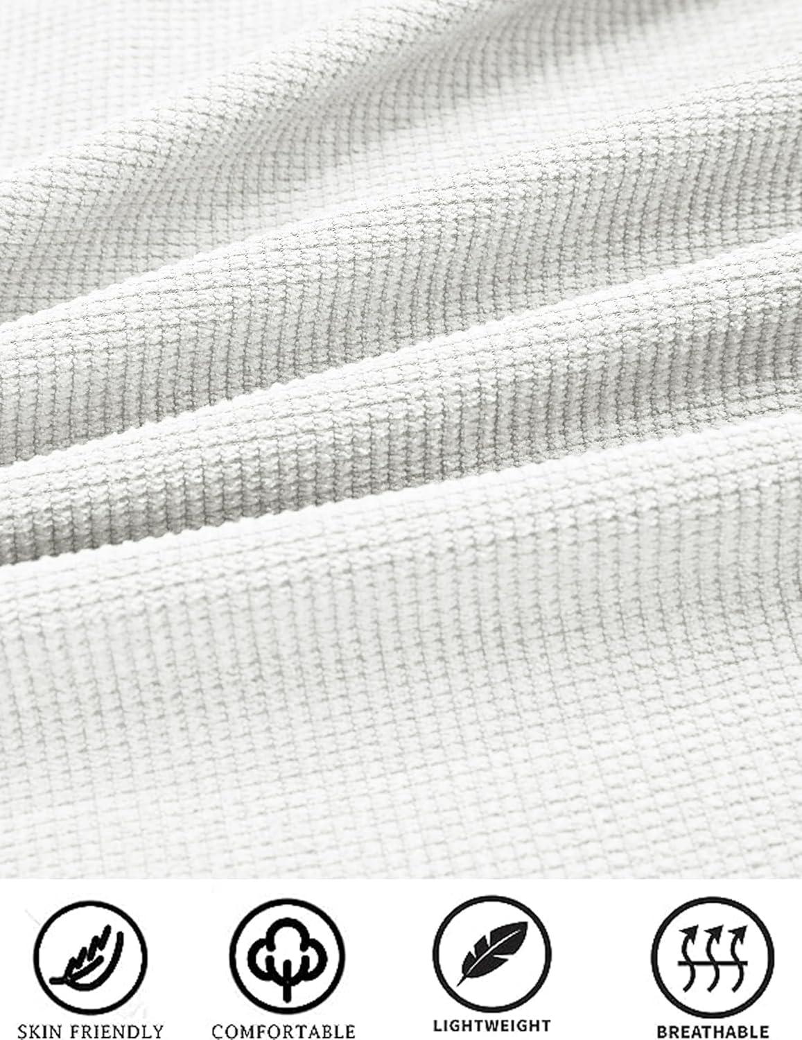 imageCOOFANDY Mens Waffle Button Down Shirts Casual Long Sleeve Shacket Jacket with PocketsWhite