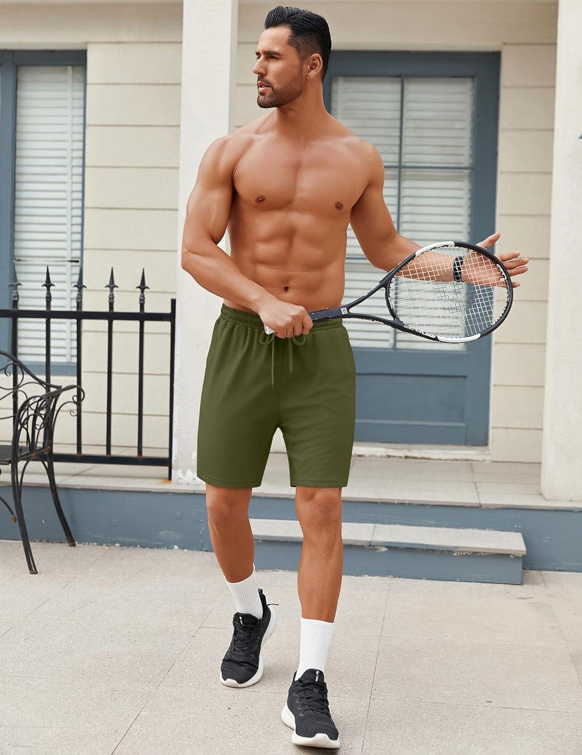 imageCOOFANDY Mens Workout Gym Shorts Mesh Athletic Shorts Lightweight Quick Dry Training Short Pants with PocketsArmy Green1 Pack of 1