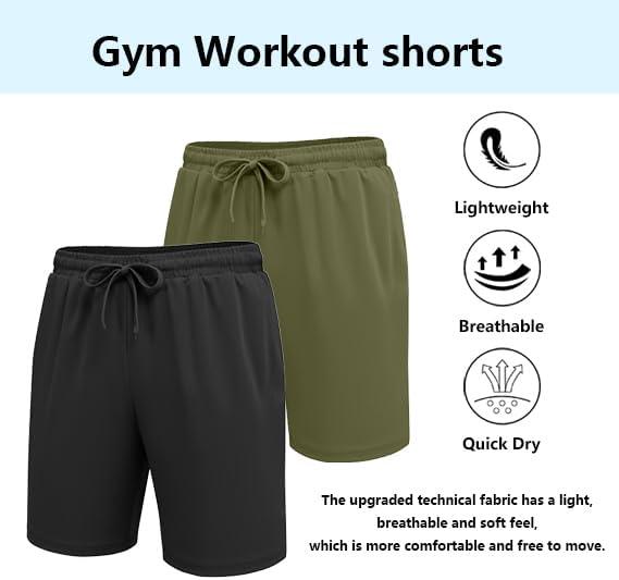 imageCOOFANDY Mens Workout Gym Shorts Mesh Athletic Shorts Lightweight Quick Dry Training Short Pants with PocketsBlackArmy Green